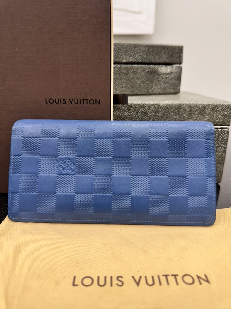 Louis Vuitton Blue Damier Infini Leather Brazza Long Wallet