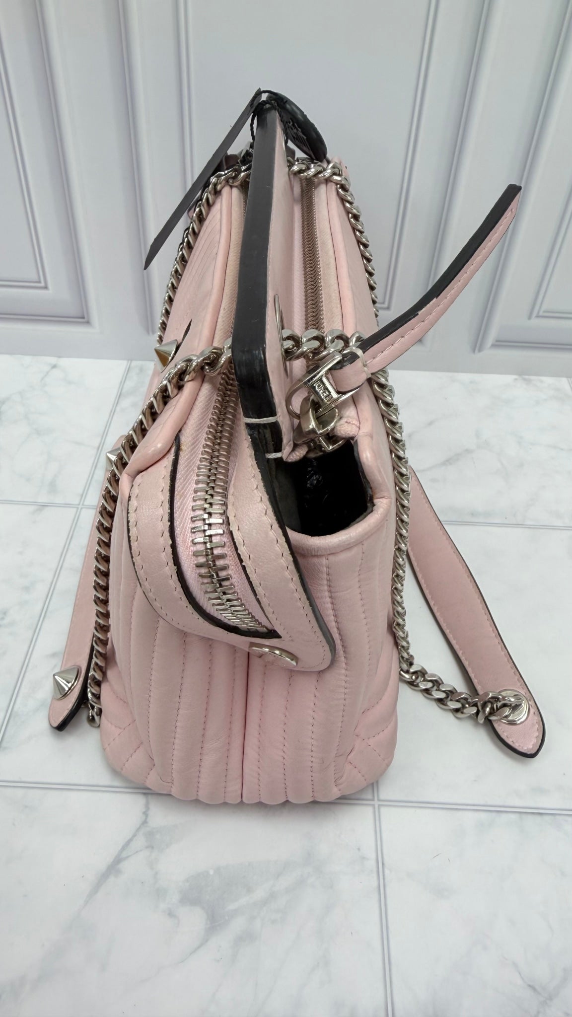Fendi Pink Quilted Leather Small Dotcom Click Shoulder Bag