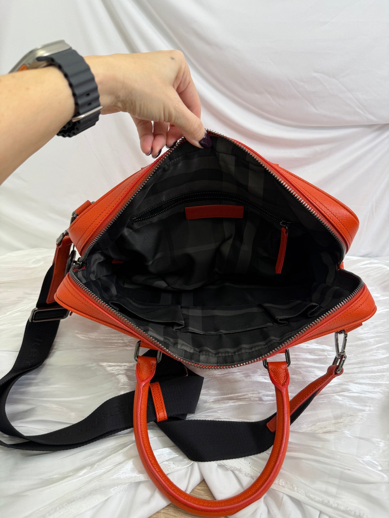 Burberry Orange Leather Newburg Briefcase