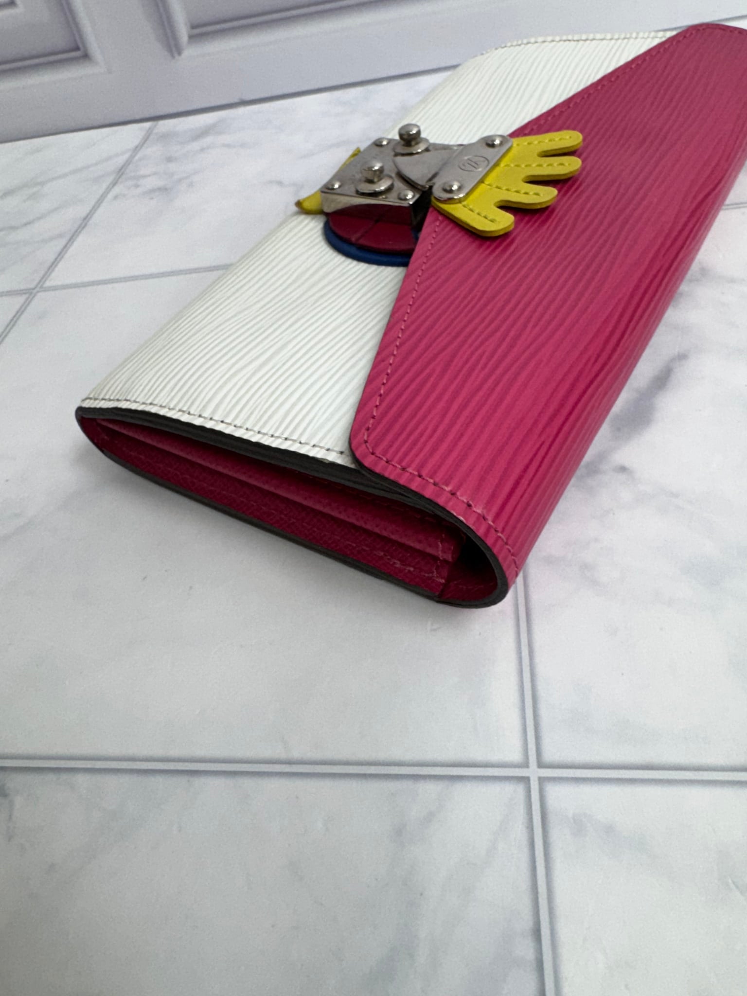 Louis Vuitton Pink And White Epi Tribal Mask Long Wallet