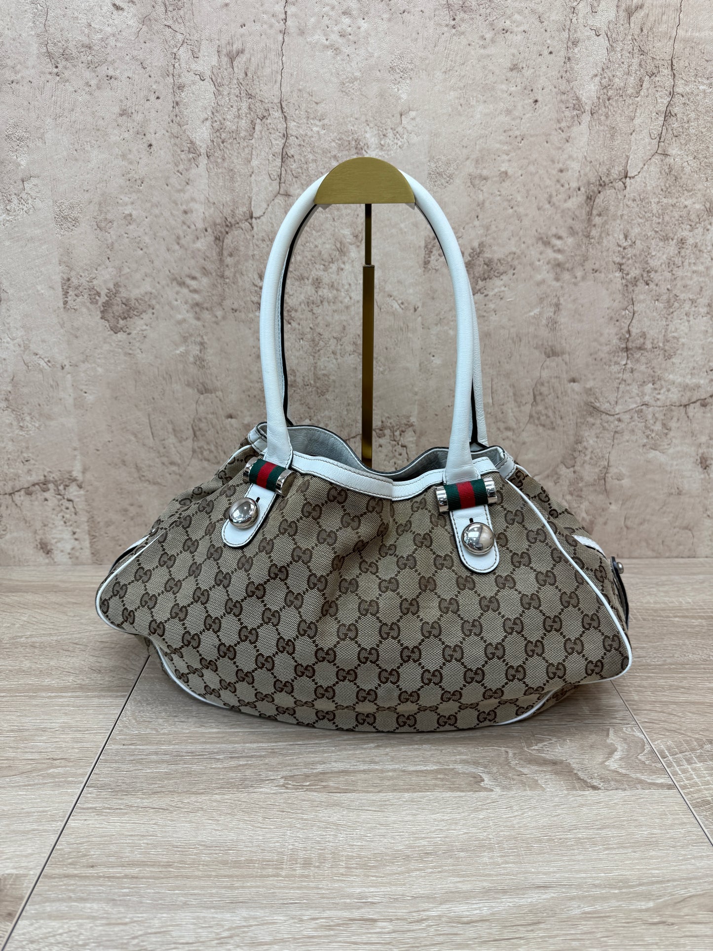 Gucci Beige GG Canvas Match Ball Sherry Line Tote Bag