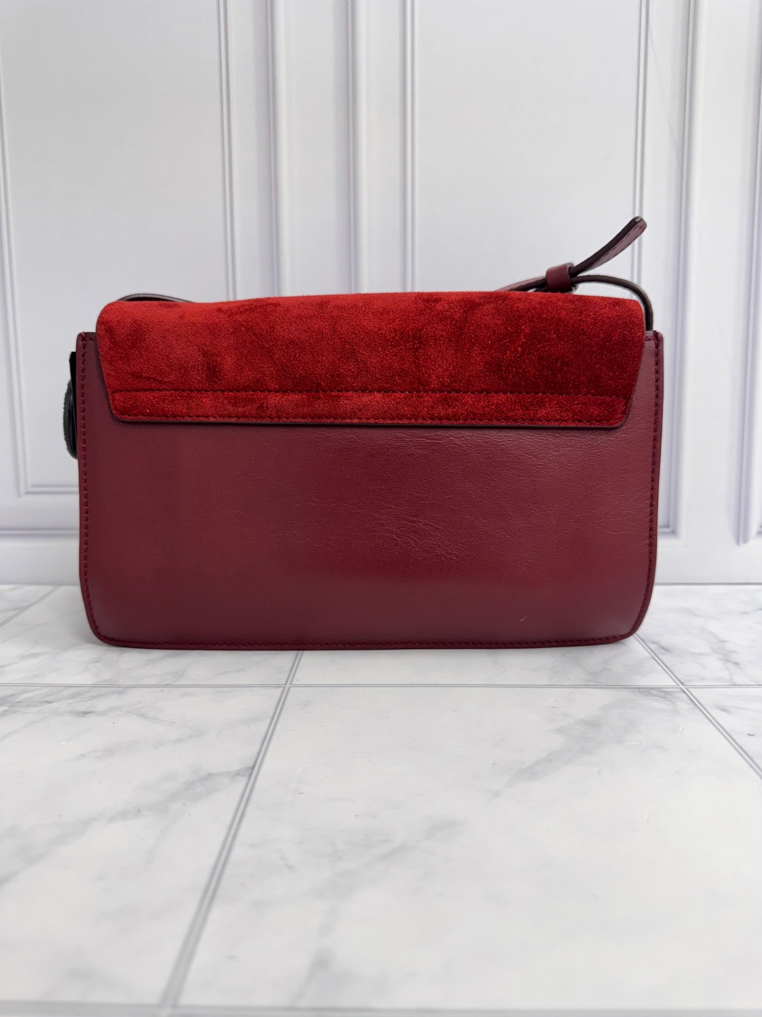 Chloe Red Suede And Leather Small Faye Crossbody Bag