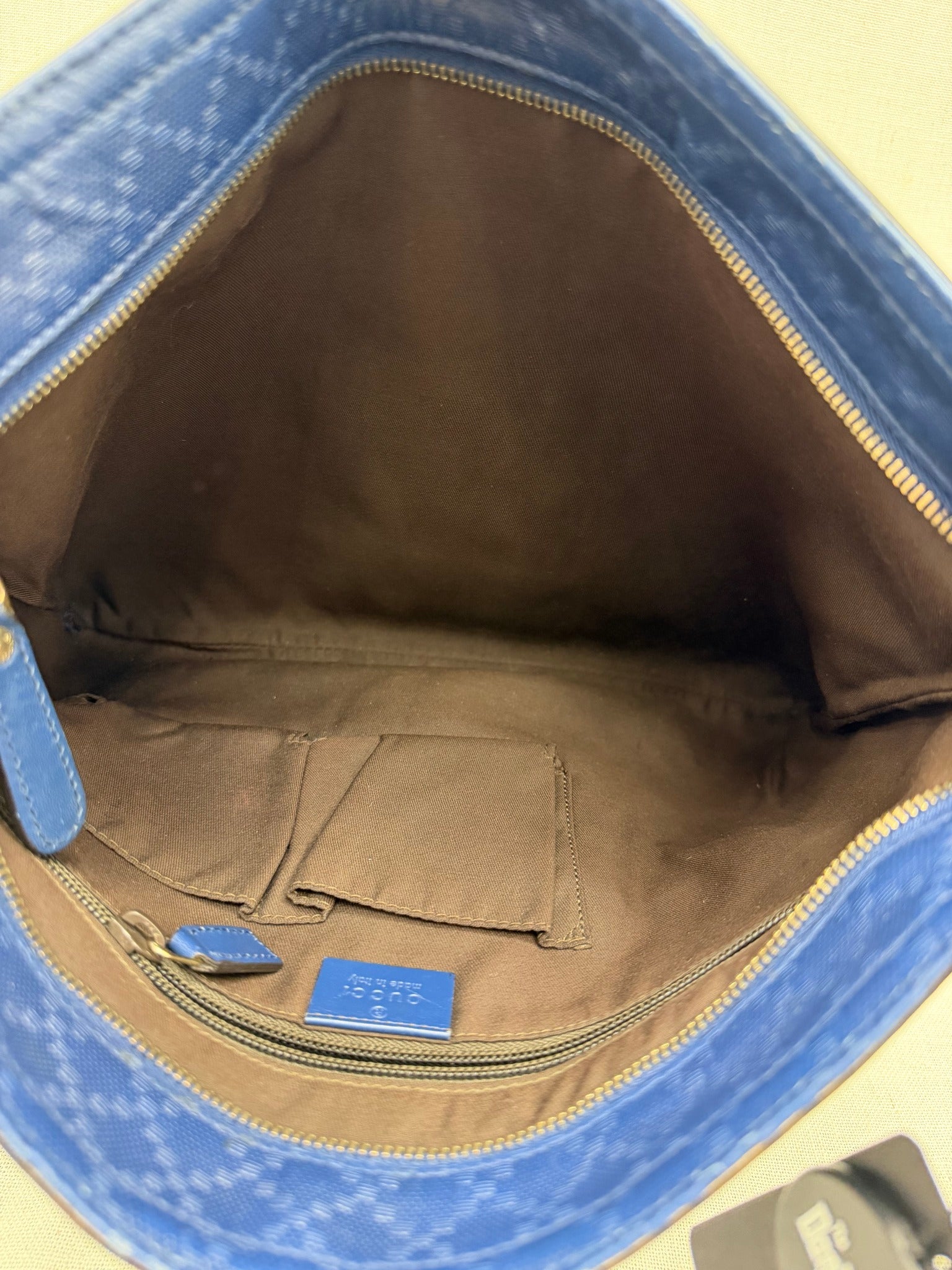 Gucci Blue Diamante Leather Messenger Bag