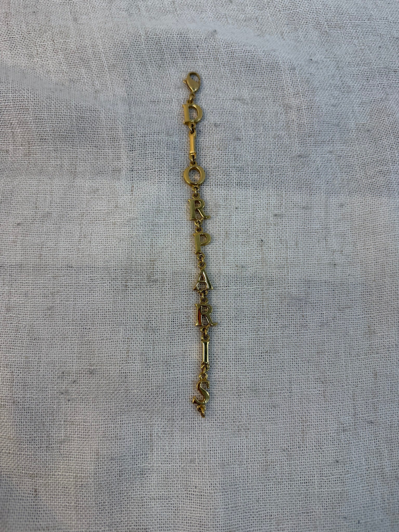 Christian Dior Gold Tone Pairs Link Letter Bracelet