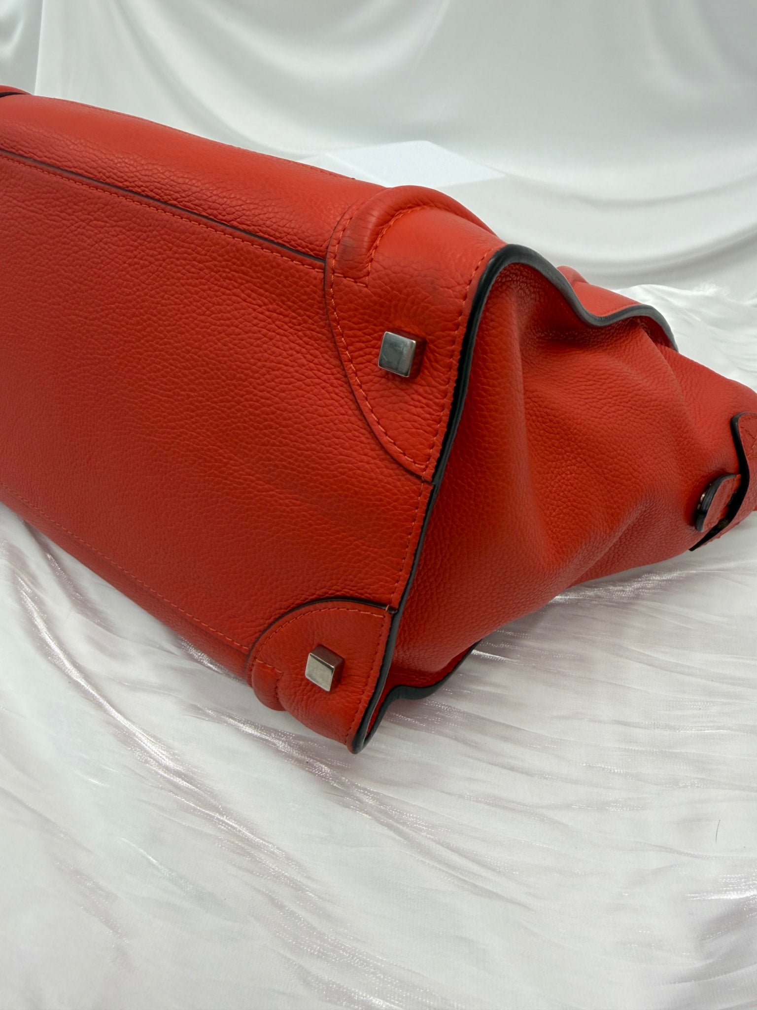 Celine Orange Leather Mini Luggage Handbag