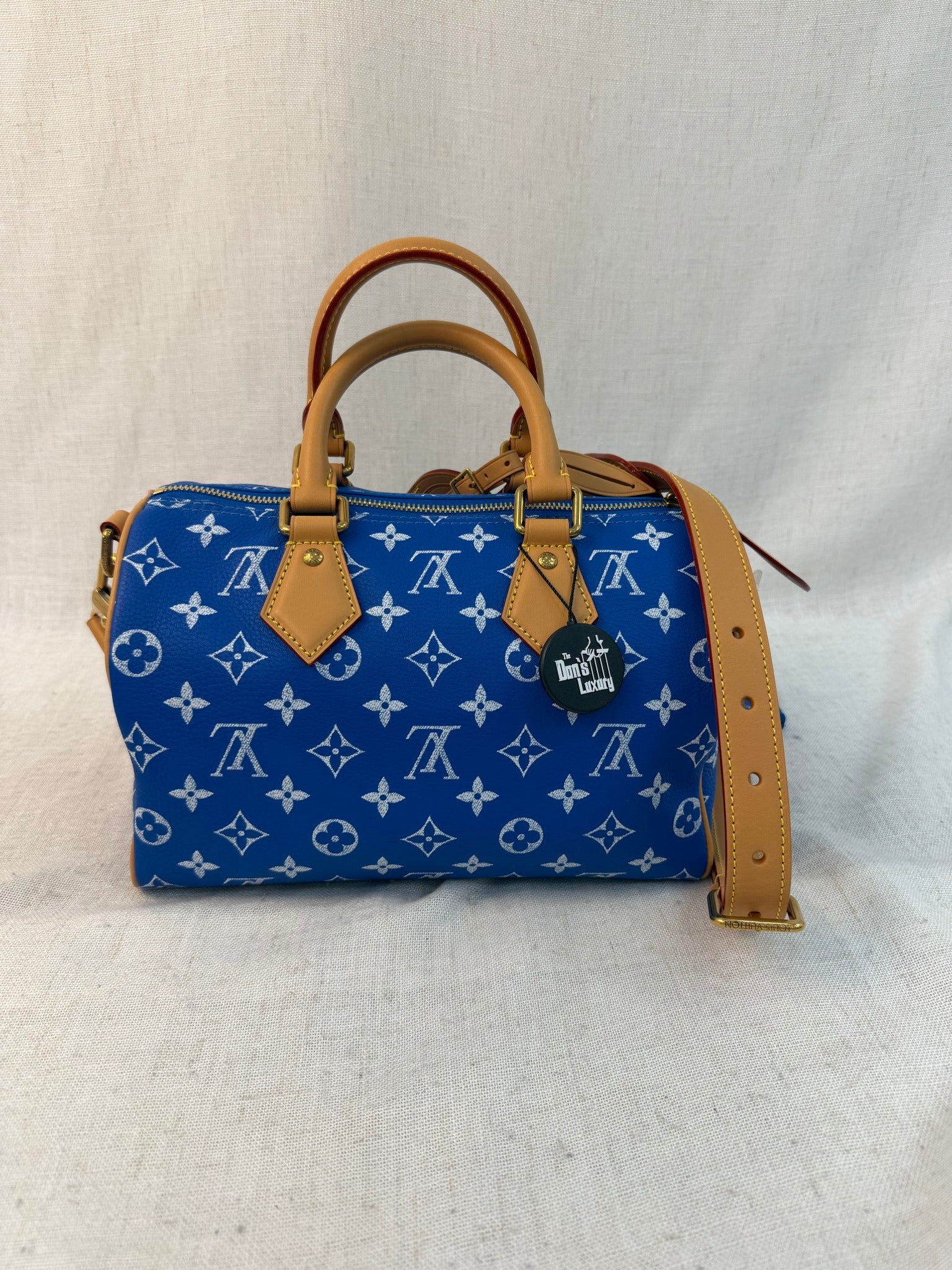 BRAND NEW- Louis Vuitton Blue Calfskin Speedy P9 Bandouliere 25 Bag