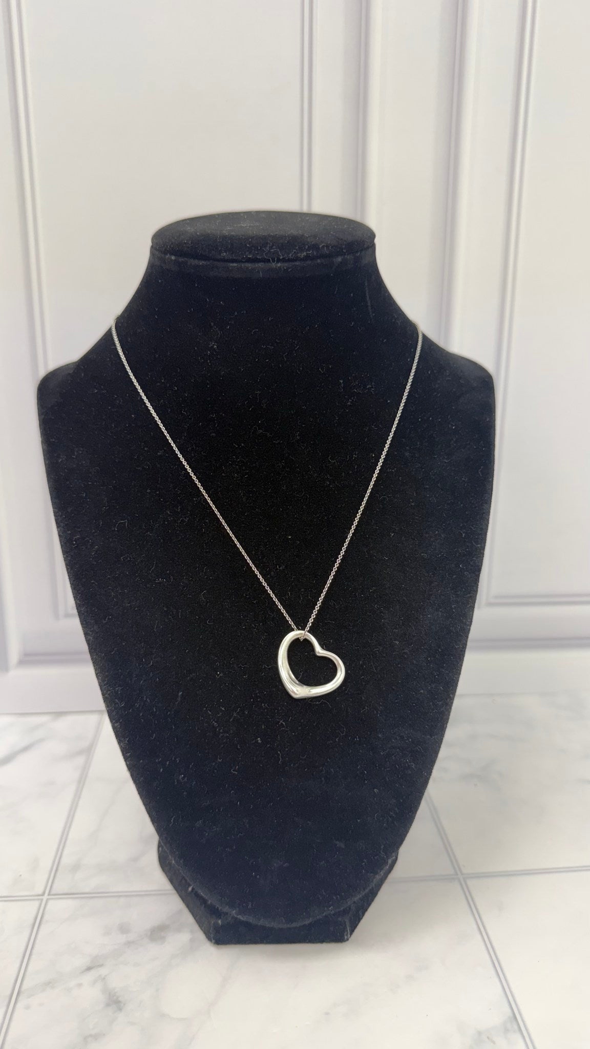 Tiffany & Co Silver Open Heart Pendant Necklace