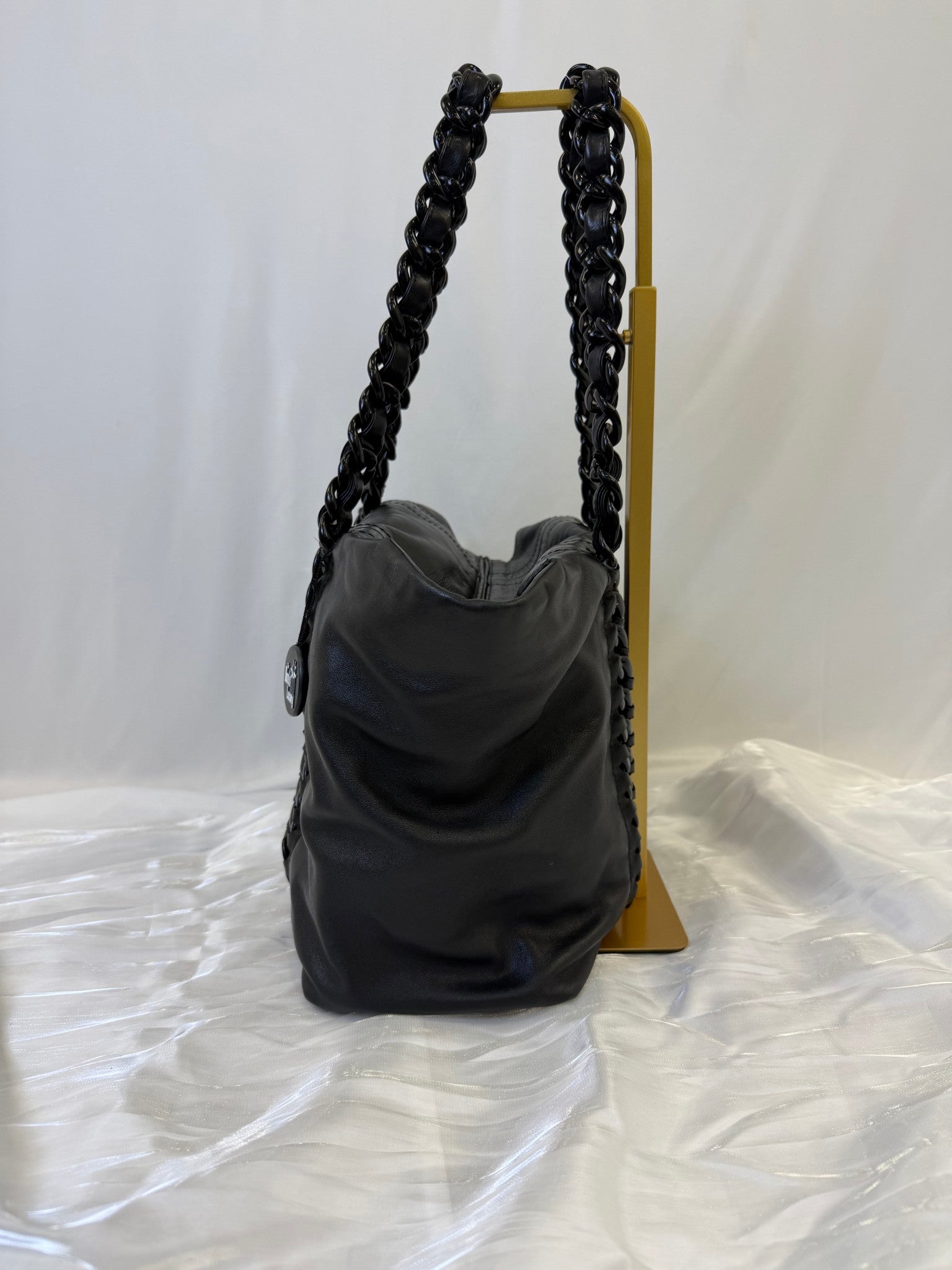 Chanel Black Caviar Leather Modem Chain Tote