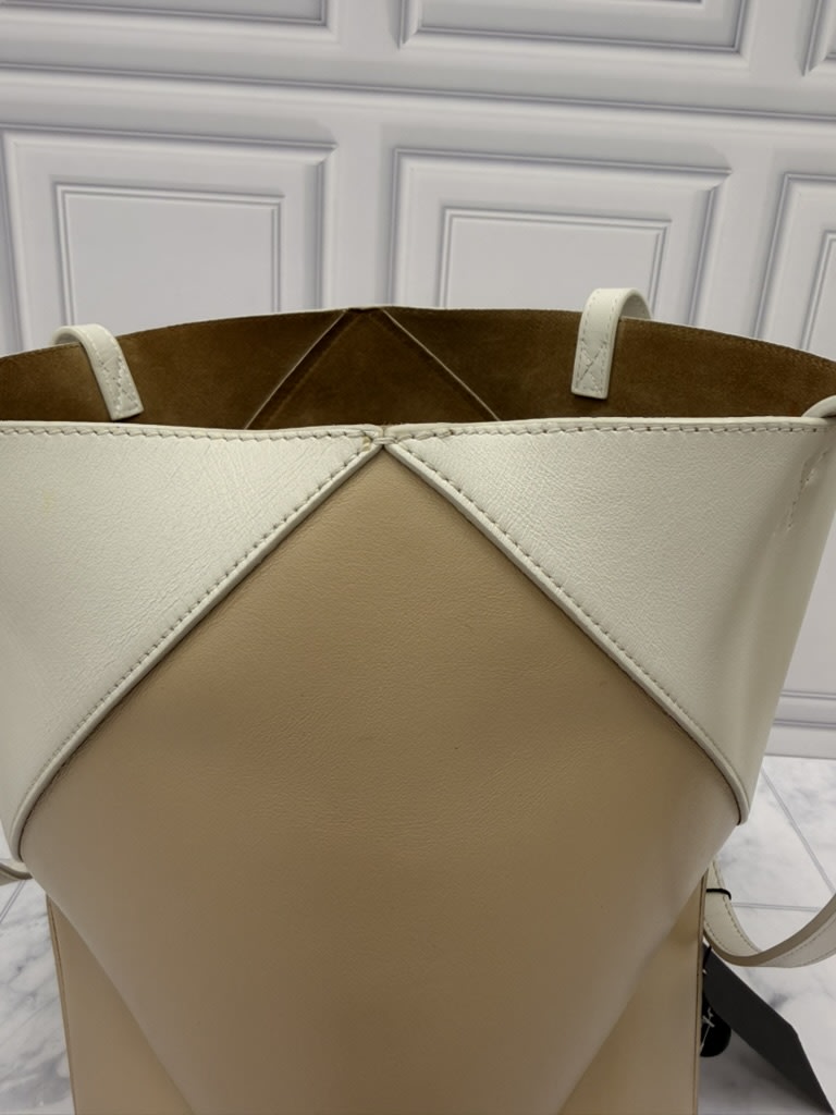 Loewe Tan & Cream Leather Puzzle Tote
