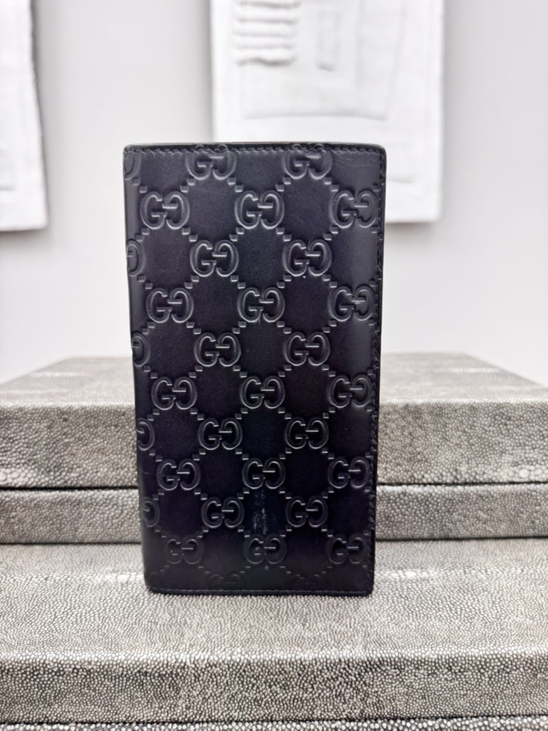 Gucci Black GG Embossed Long Wallet