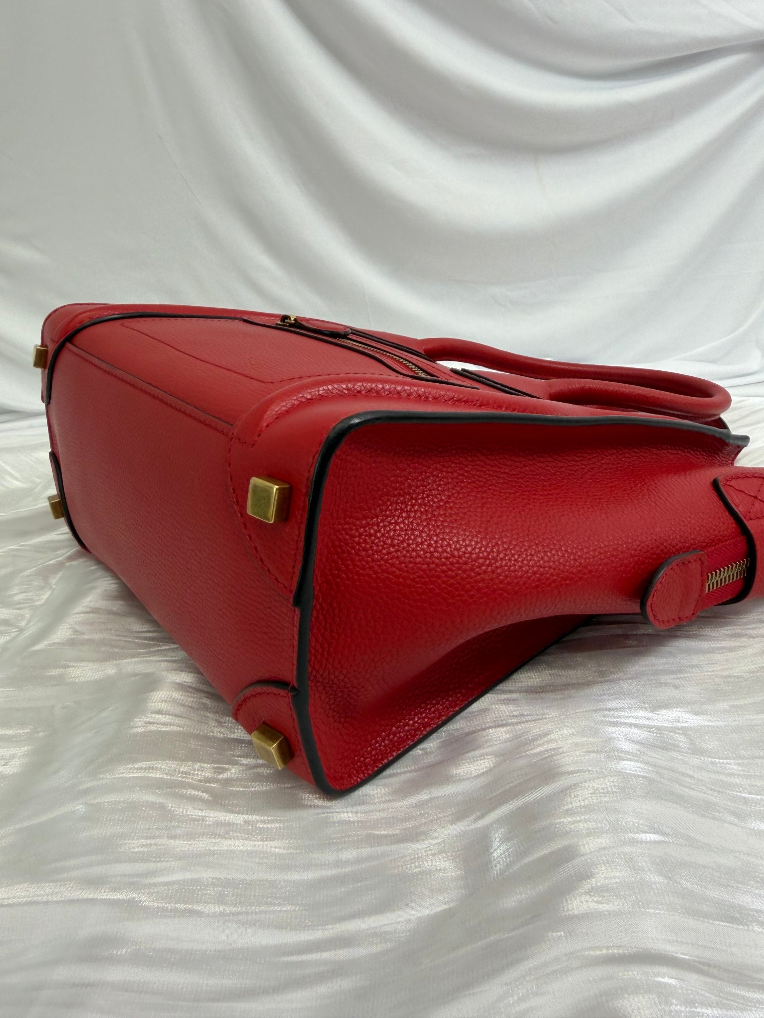 Celine Red Leather Micro Luggage Tote