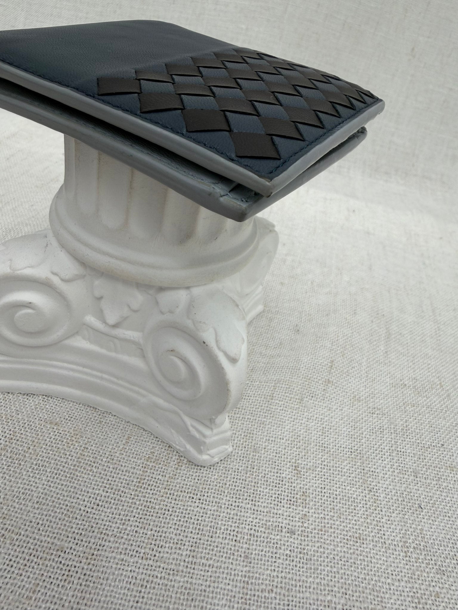 Bottega Veneta Blue & Black Intracciato Leather Bifold