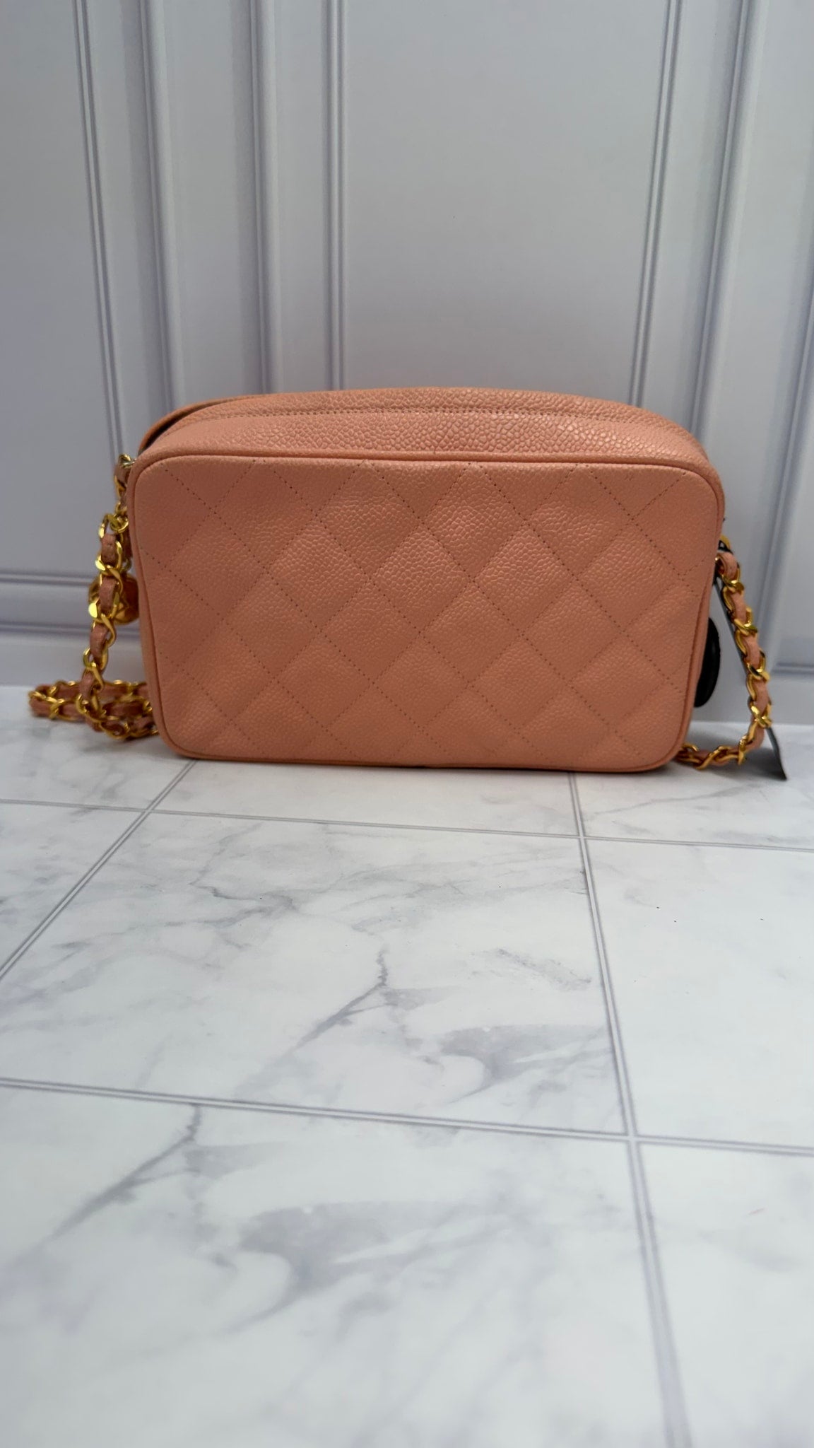 Chanel Vintage Rose Pink Quilted Caviar Camera Bag