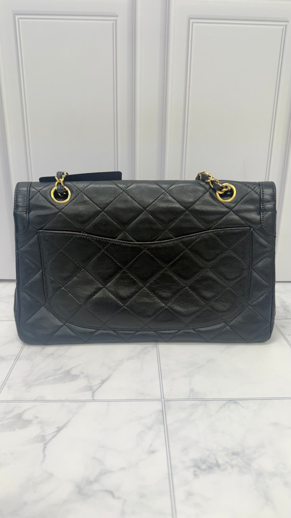 Chanel Black Lambskin Leather Medium Double Flap Bag