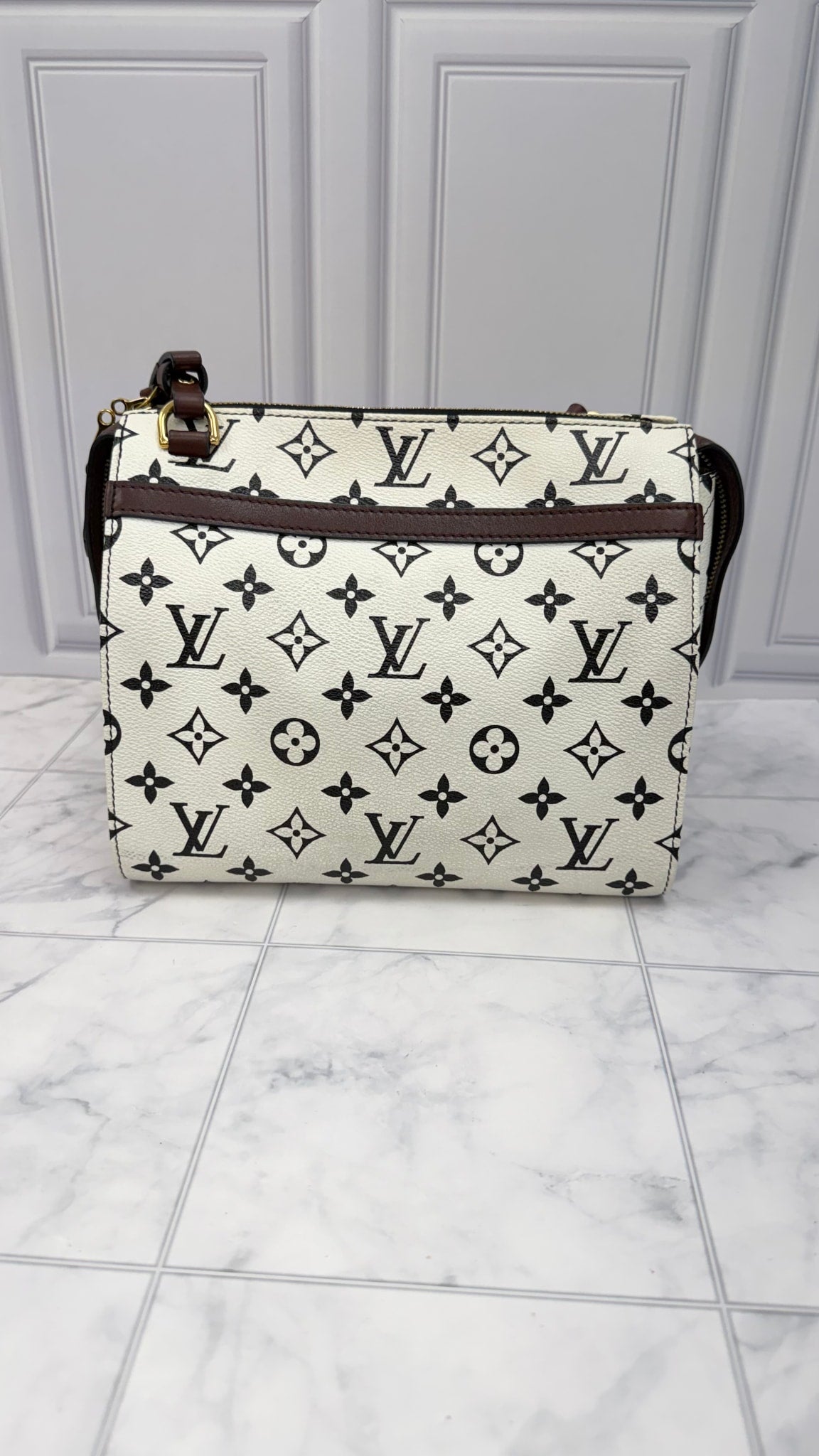 Louis Vuitton White & Black Monogram Speedy Amazon PM