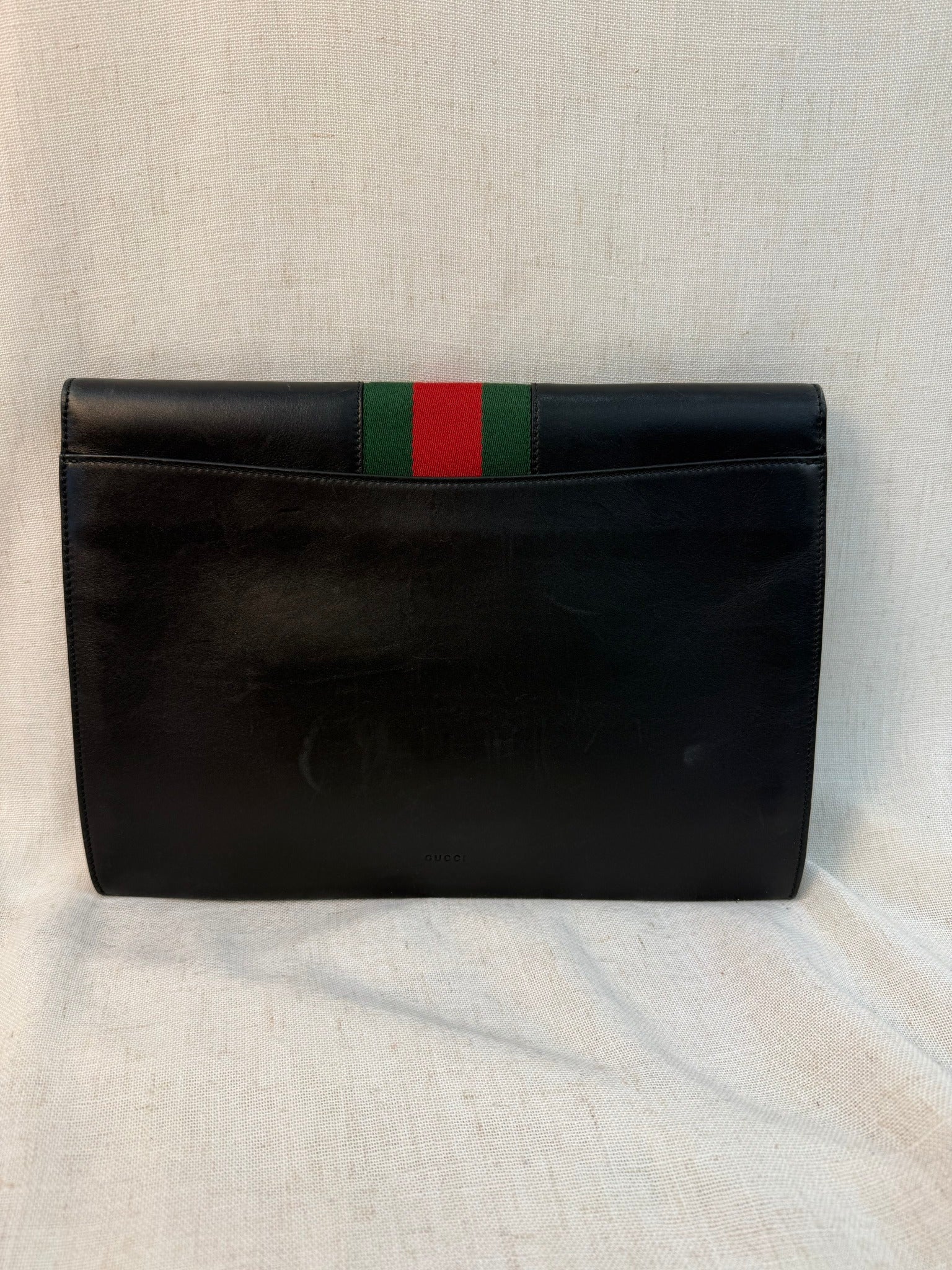 Gucci Black Leather Sylvie Clutch