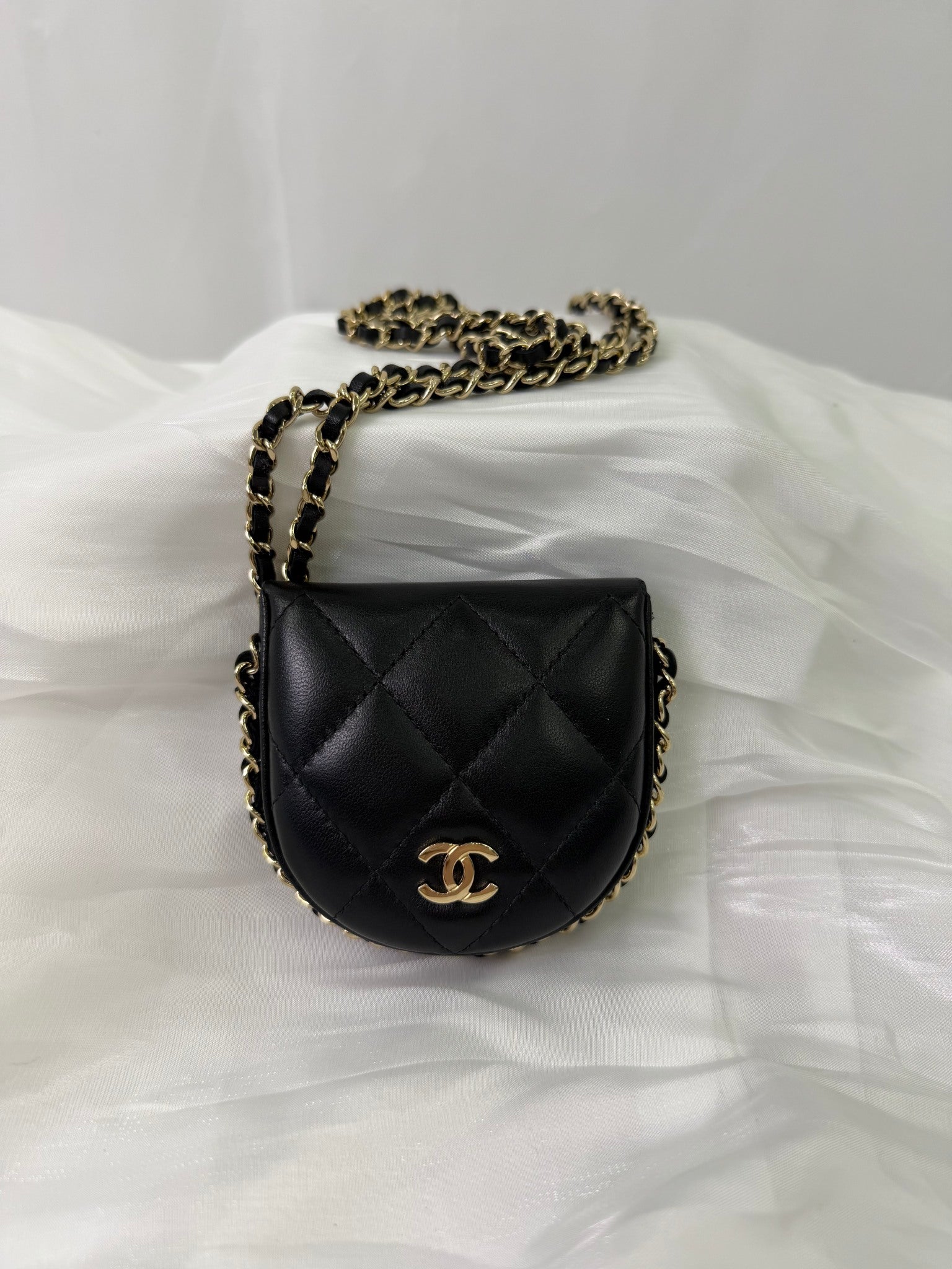 Chanel Black Lambskin Mini Coco Mail Flap Bag