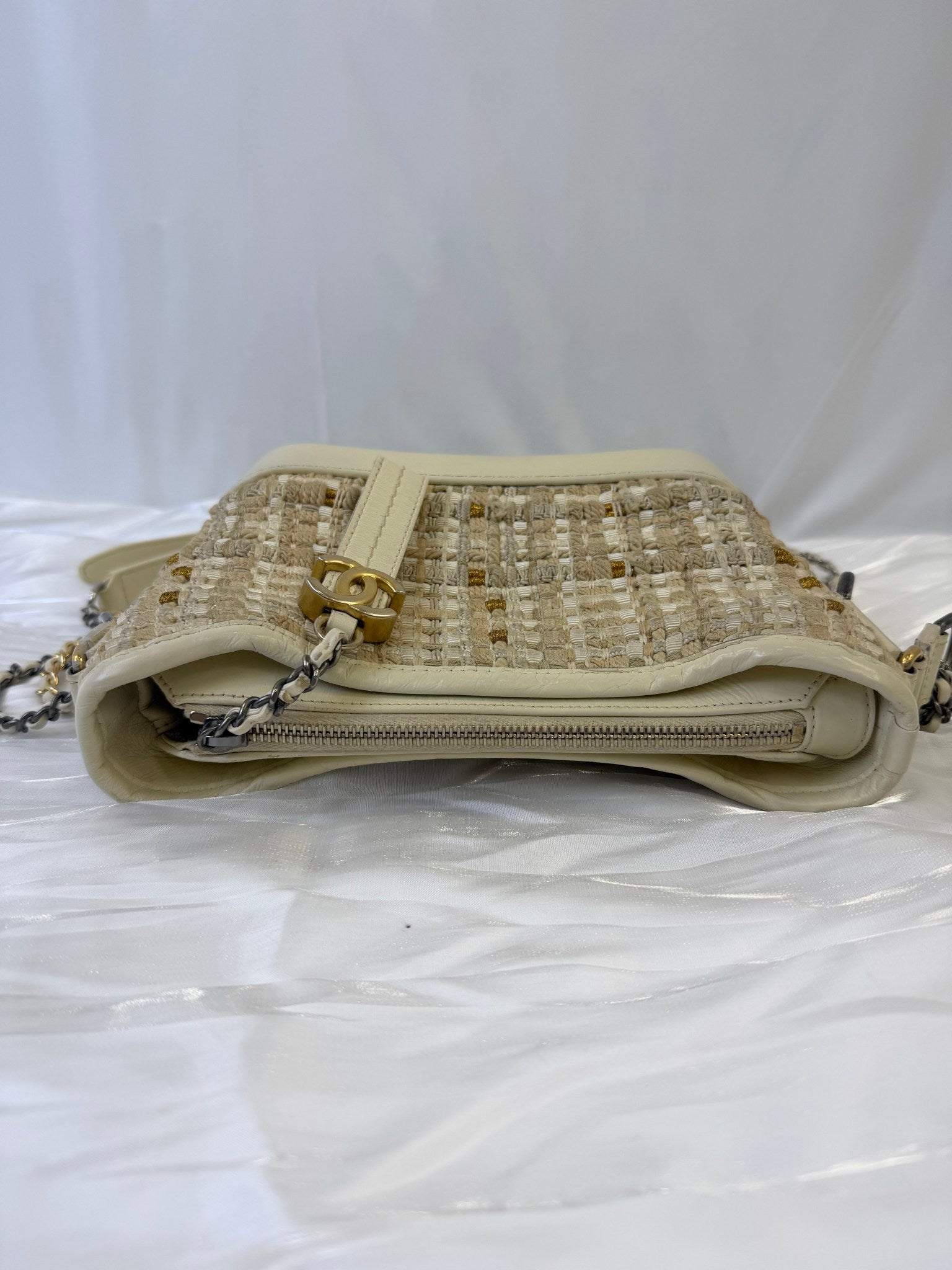 Chanel Beige Tweed Small Gabrielle Hobo Bag