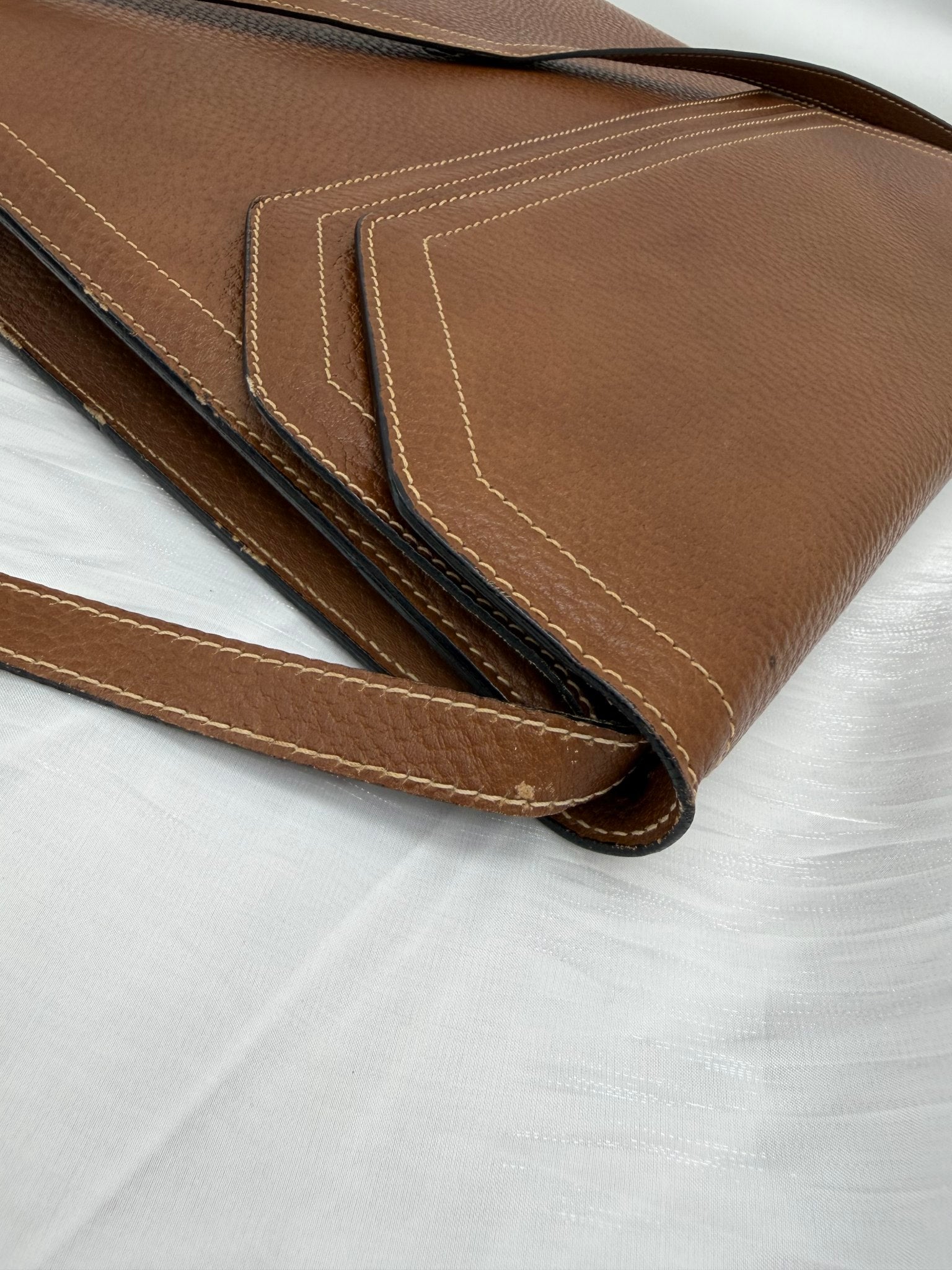 Loewe Vintage Brown Leather Double Flap Business Bag