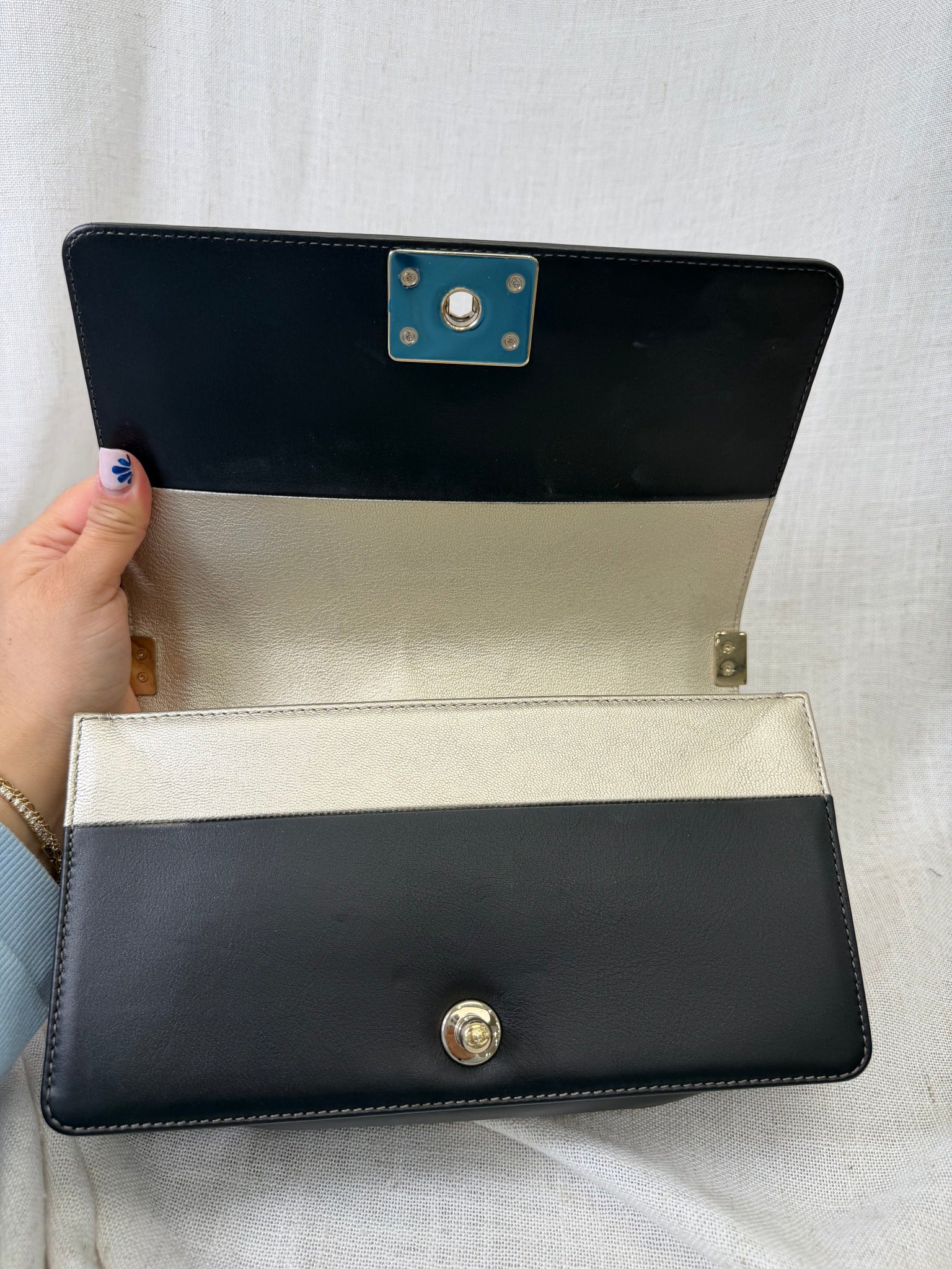 Chanel Black And Gold Calfskin Leather Boy Flap Bag