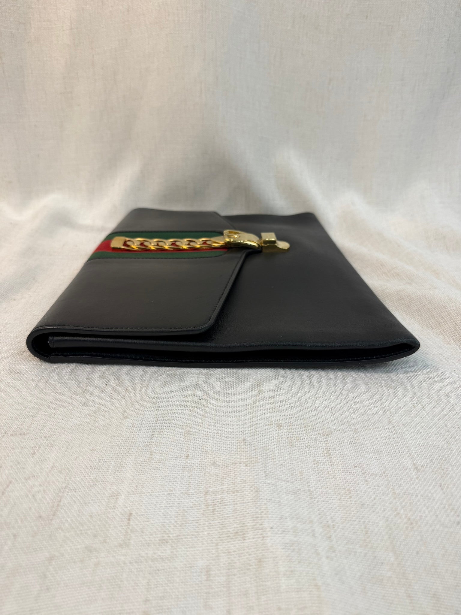Gucci Black Leather Sylvie Clutch