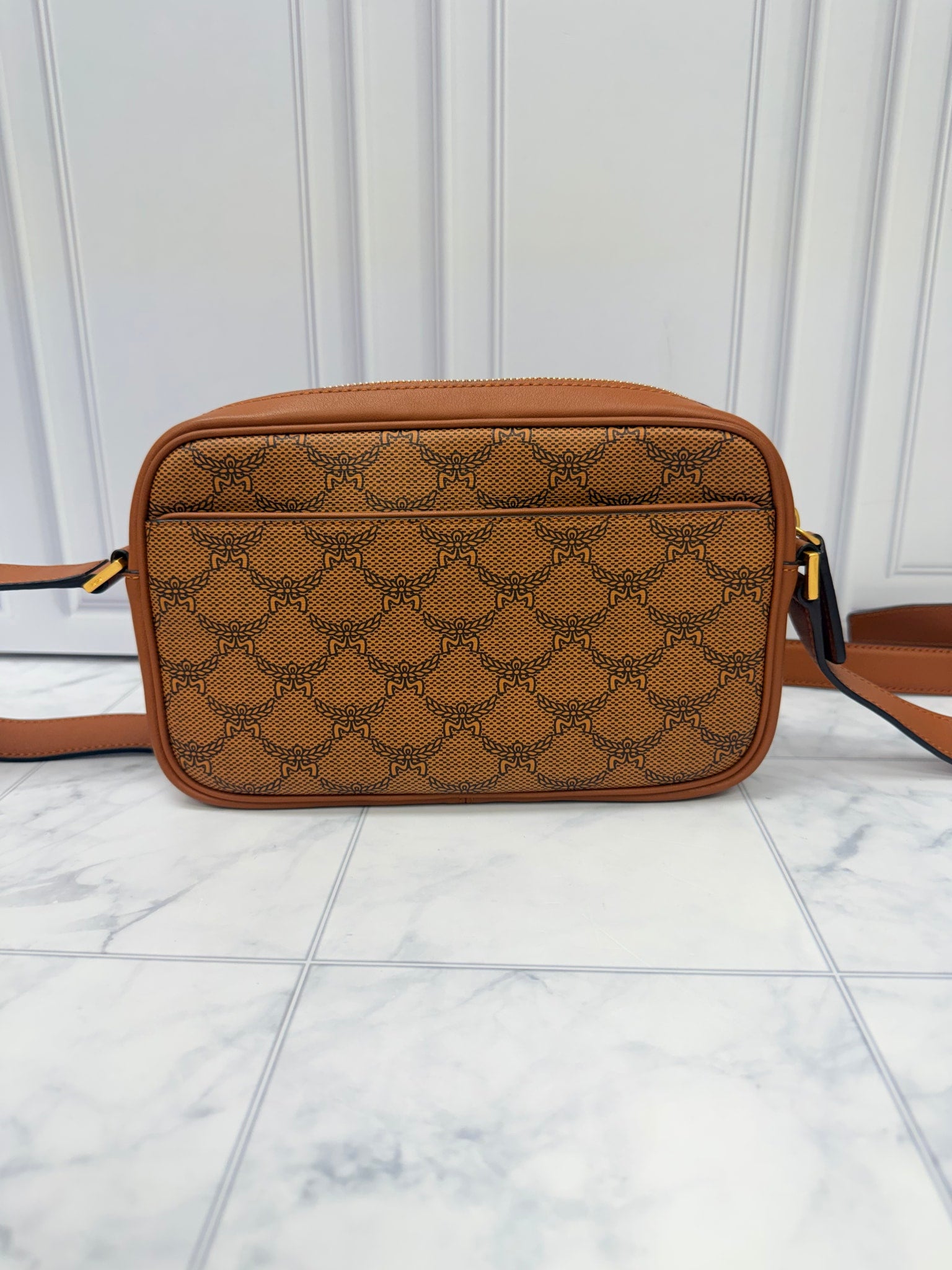LIKE NEW - MCM Brown Coated Canvas Crossbody Bag