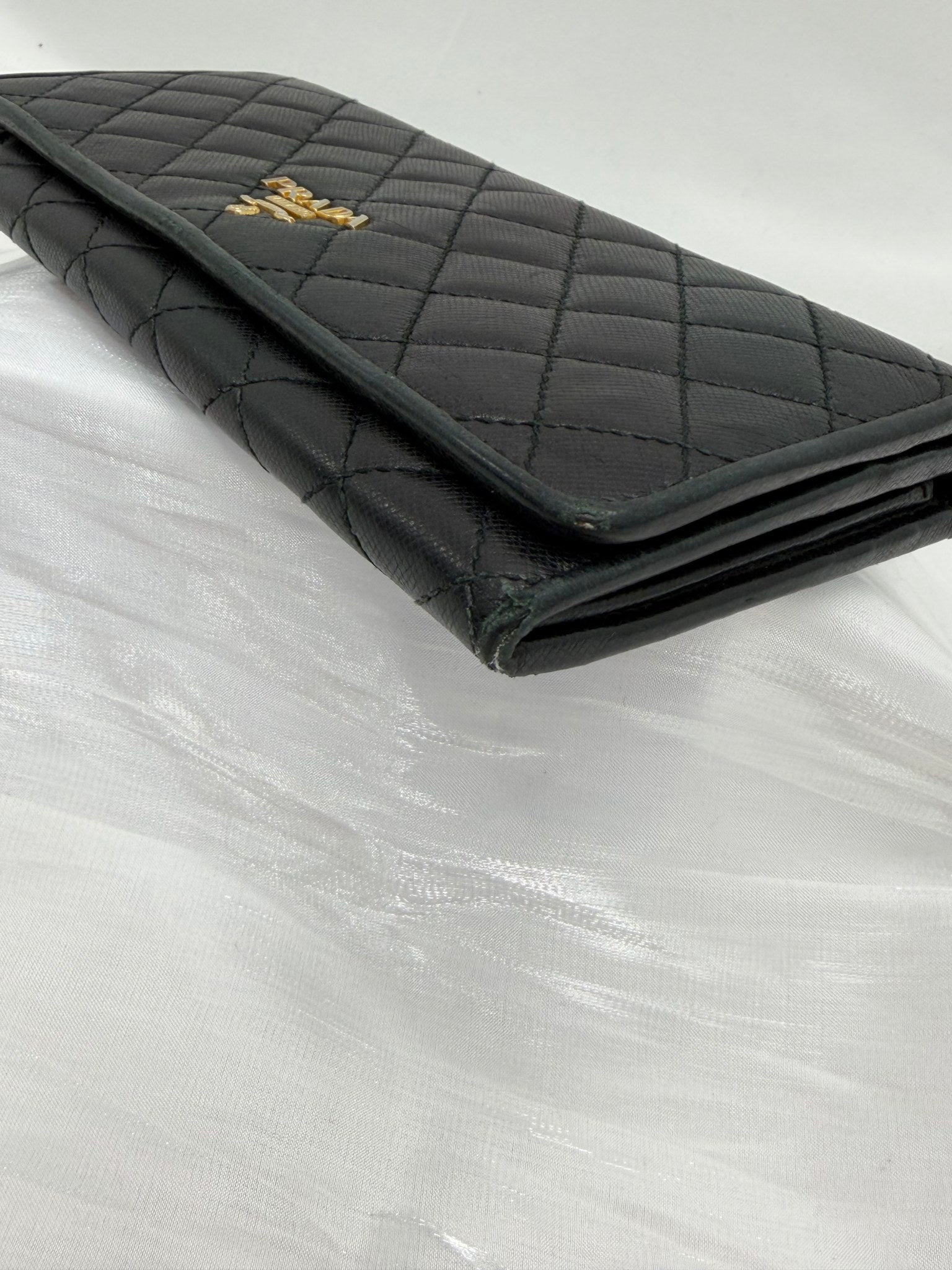 Prada Black Quilted Leather Long Wallet