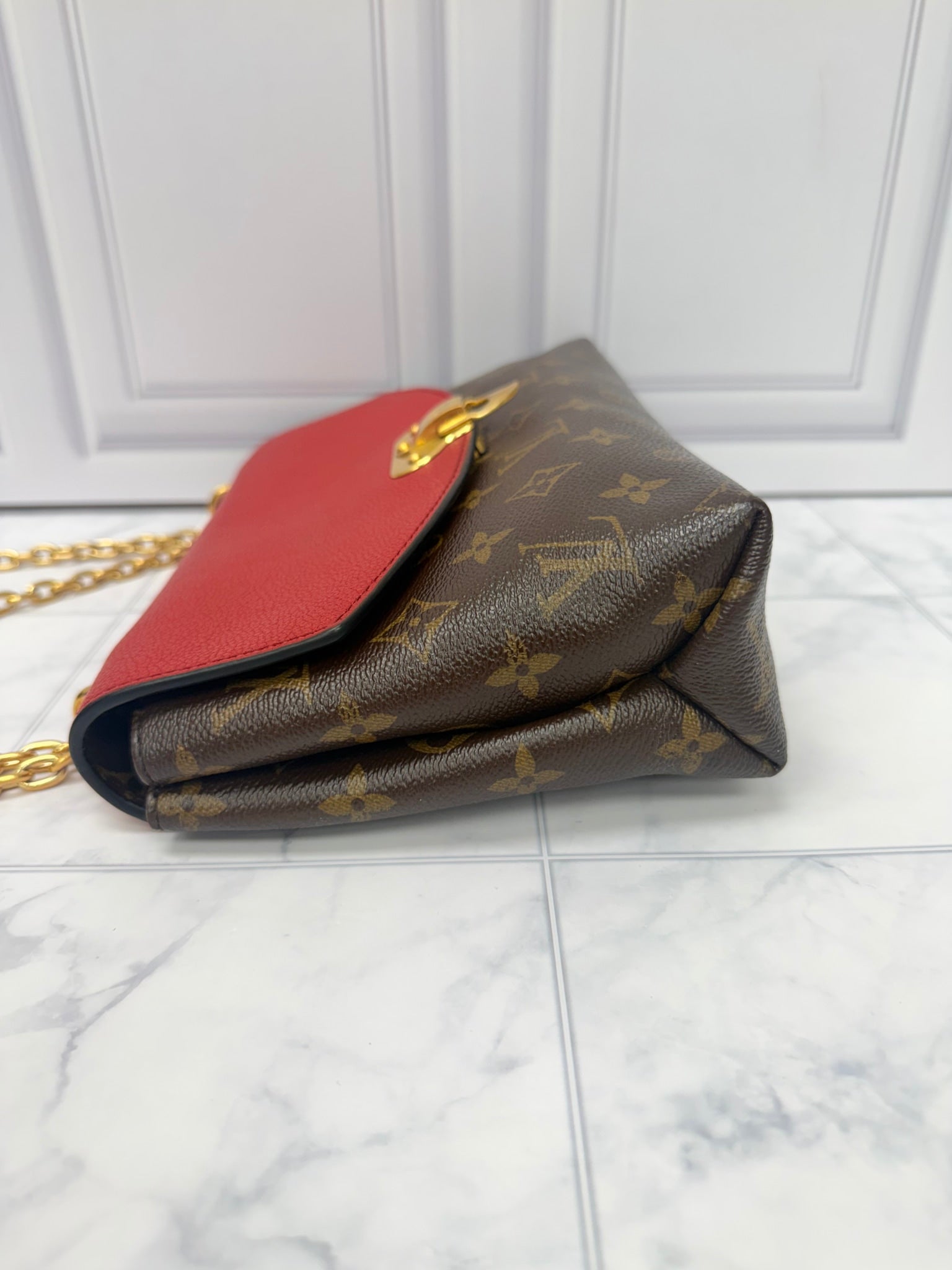 Louis Vuitton Monogram Red Leather Saint Placide Shoulder Bag