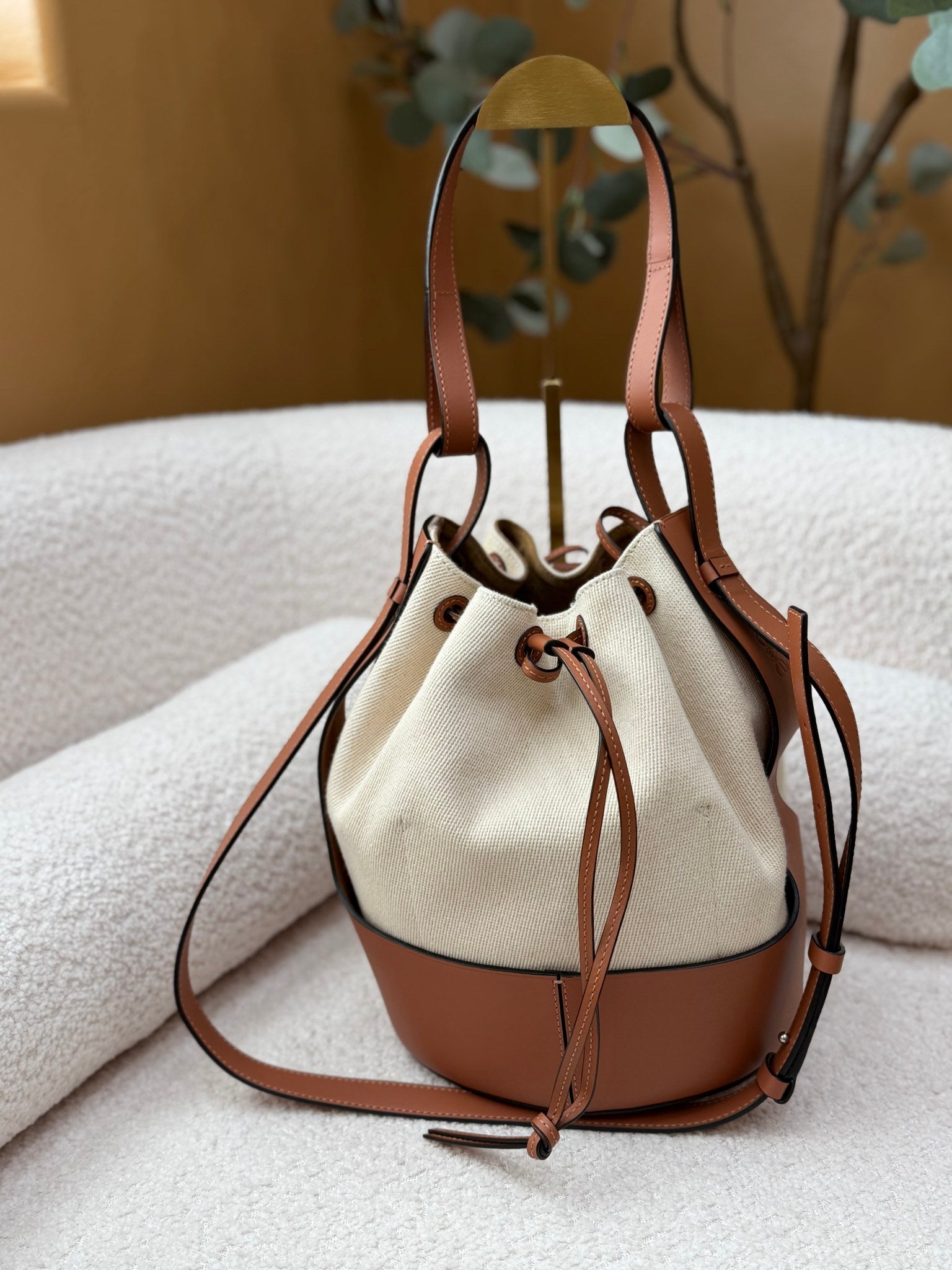 Loewe Tan Canvas Bucket Bag