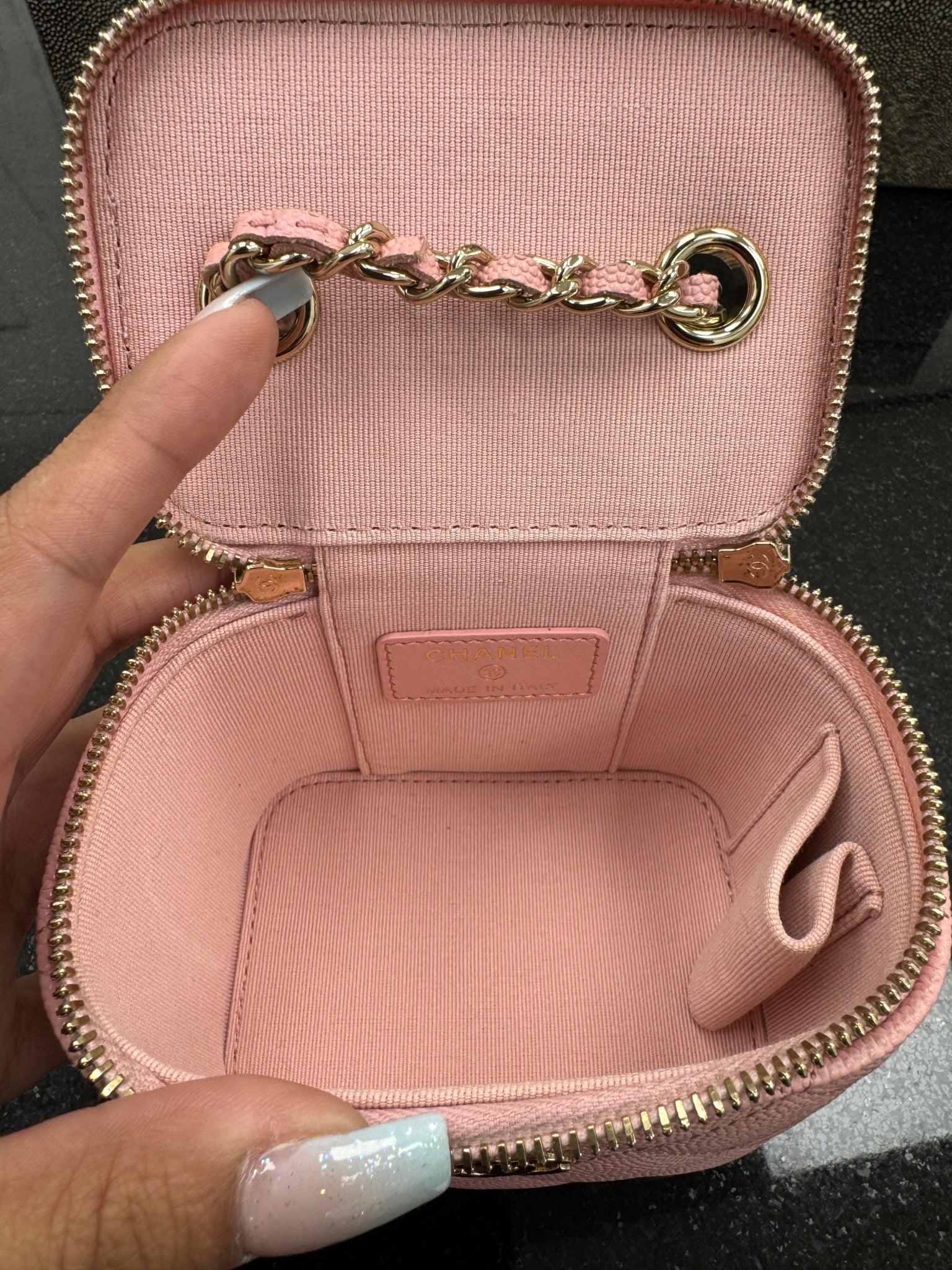 LIKE NEW - Chanel Pink Caviar Leather Mini Vanity Crossbody Bag