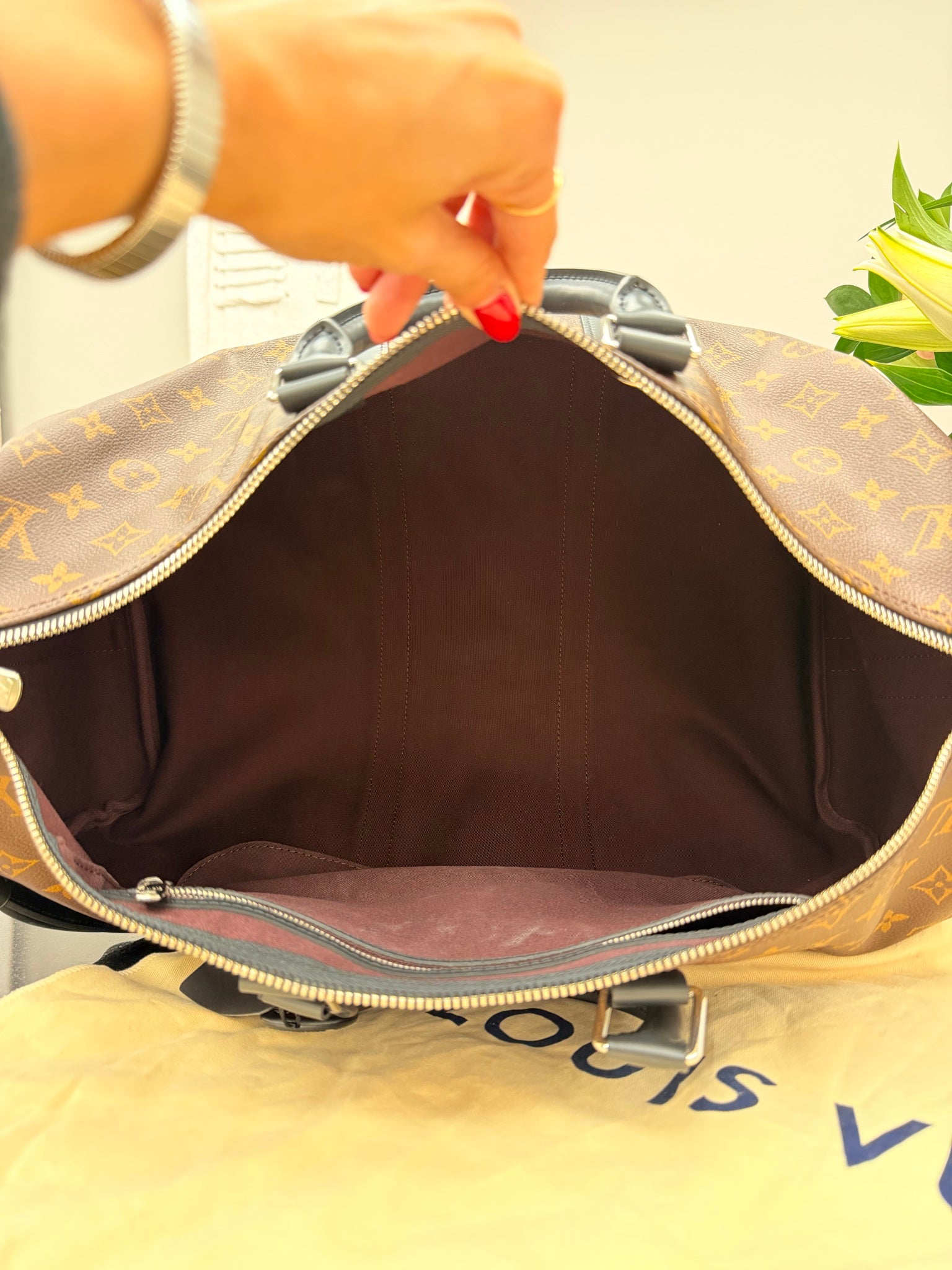Louis Vuitton Monogram Macassar Keepall 45 Bandouliere