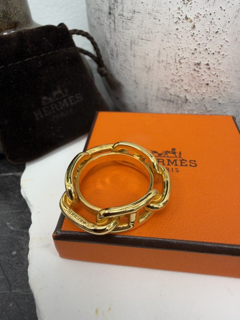 Hermes Gold Tone Regate Scarf Ring