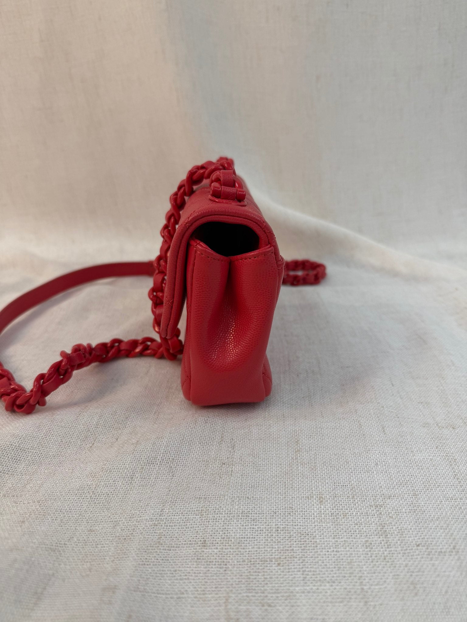 Chanel Coral Pink Caviar Leather My Everything Bag