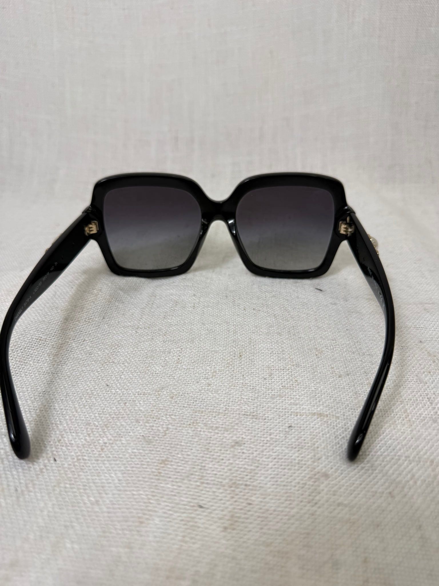 Chanel Black Acetate Charms Pearl Square Sunglasses