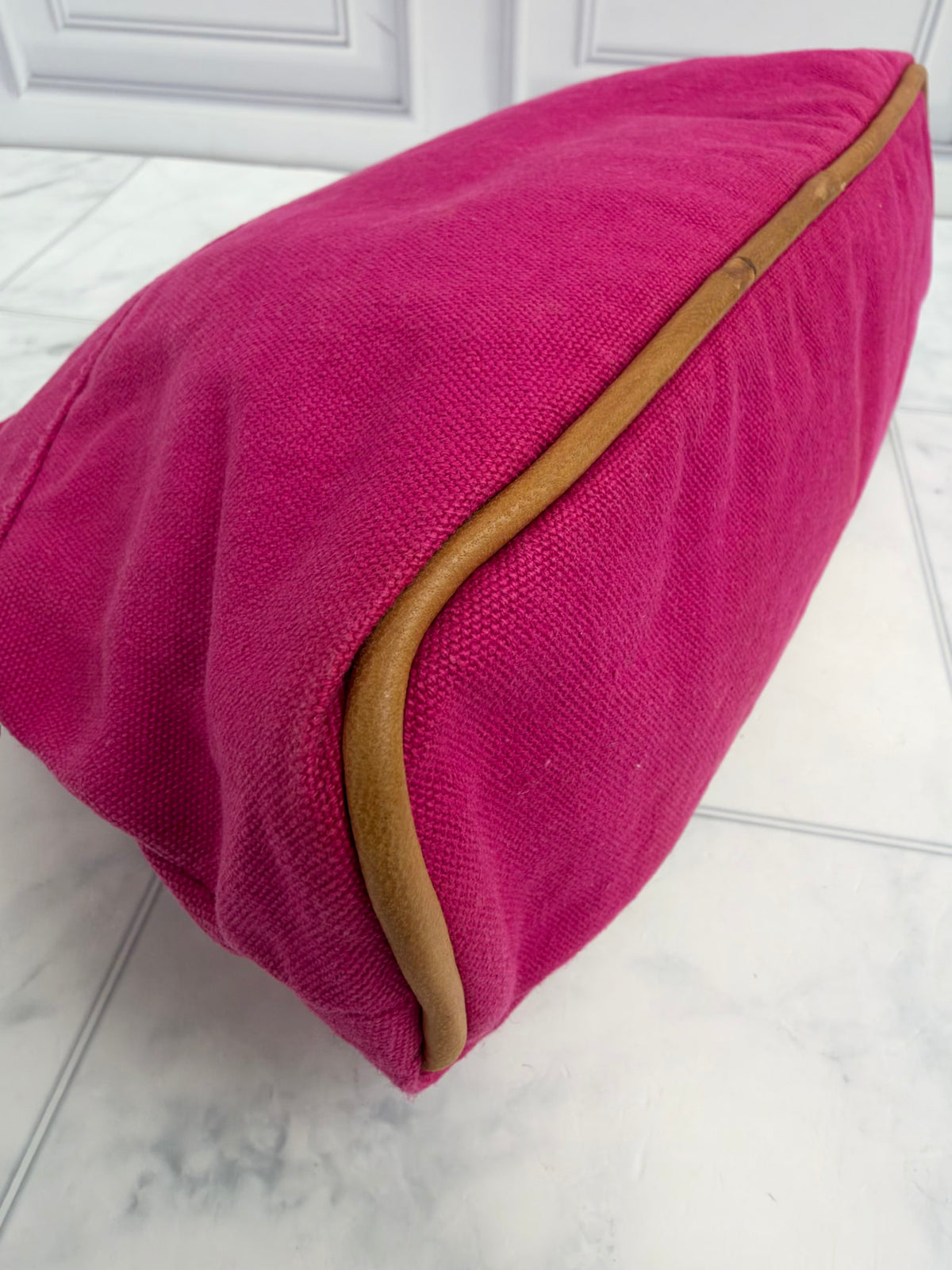 Hermes Pink Canvas Bolide Pouch