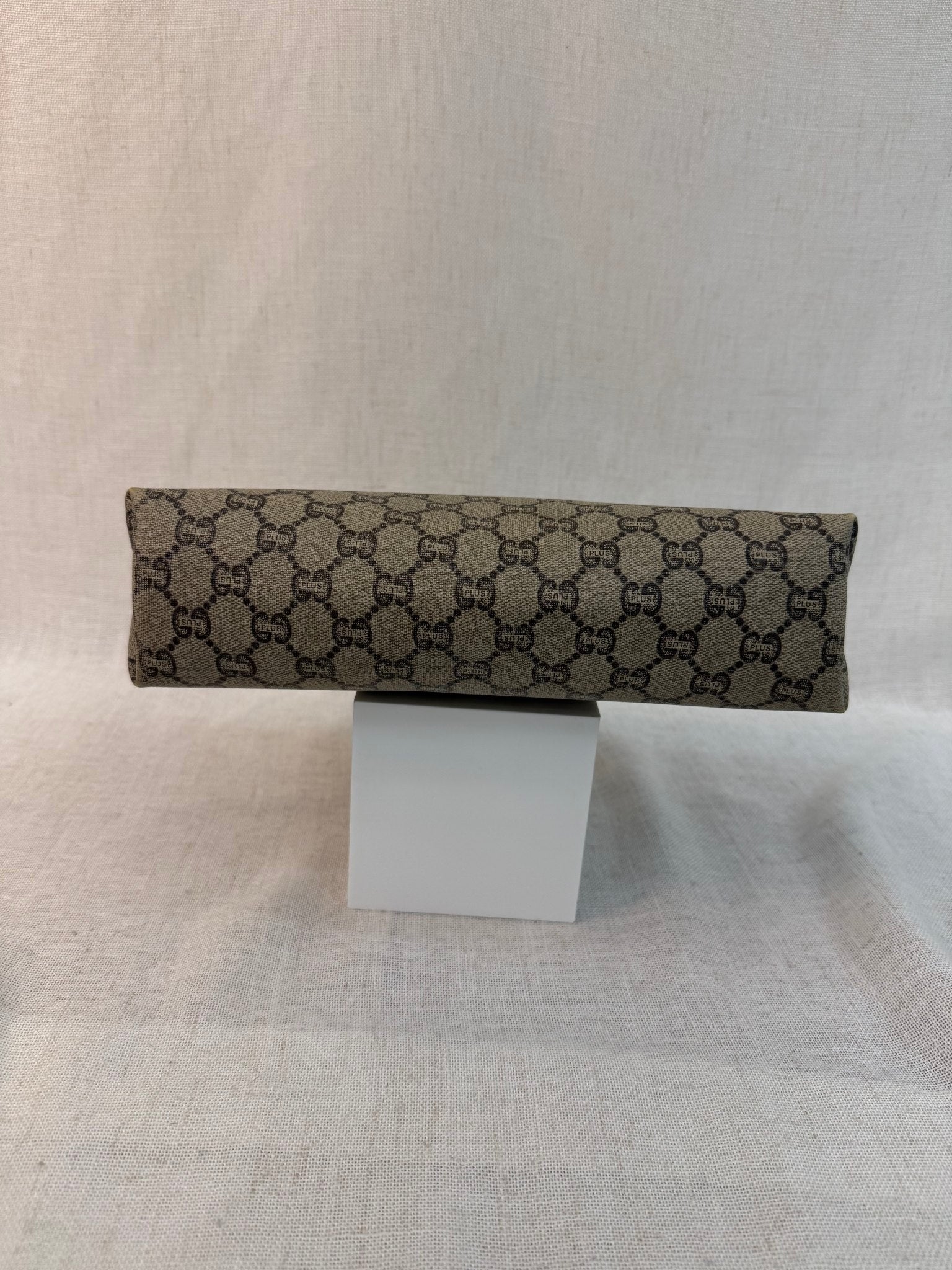 Gucci Brown Coated Canvas GG Plus Print Pouch