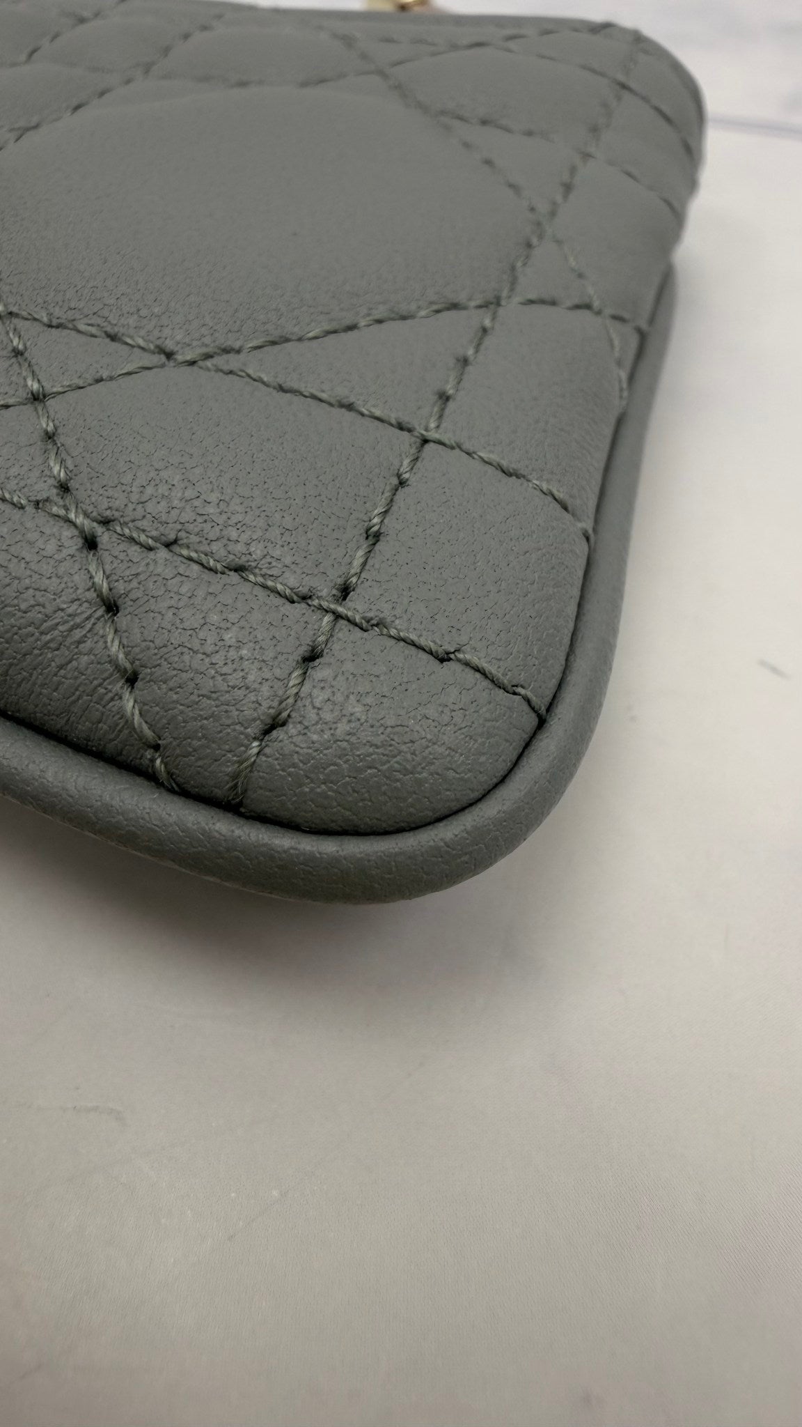 Christian Dior Grey Cannage Lambskin Leather My Astor Key Case
