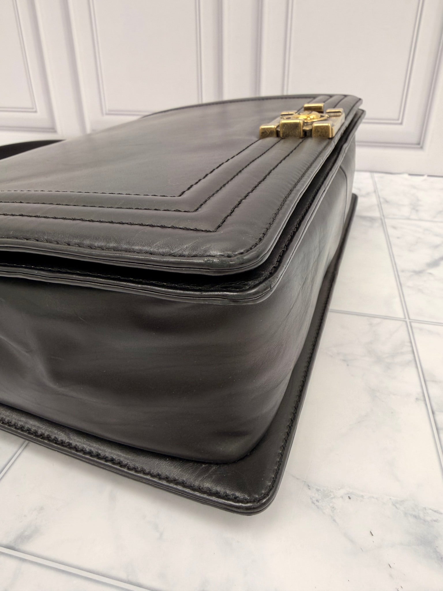 Chanel Black Leather Large Reverso Boy Flap Bag