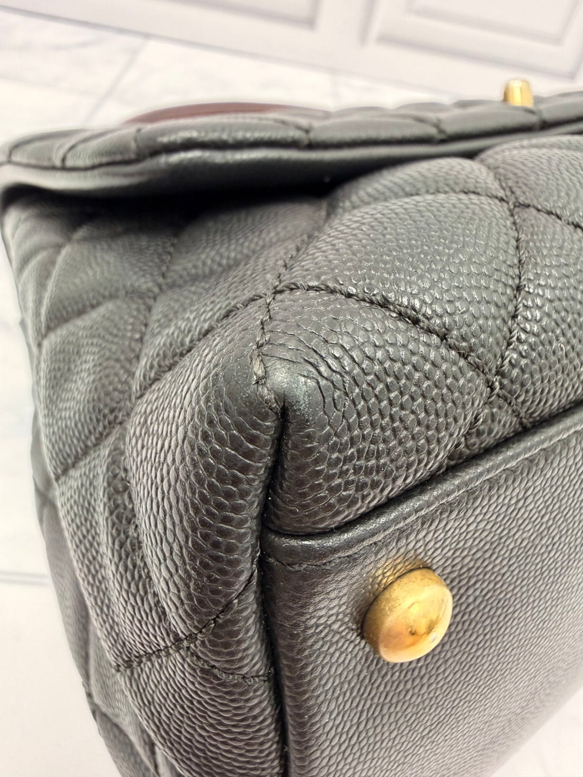 Chanel Black Caviar Quilted Medium Coco Handle Flap Bag