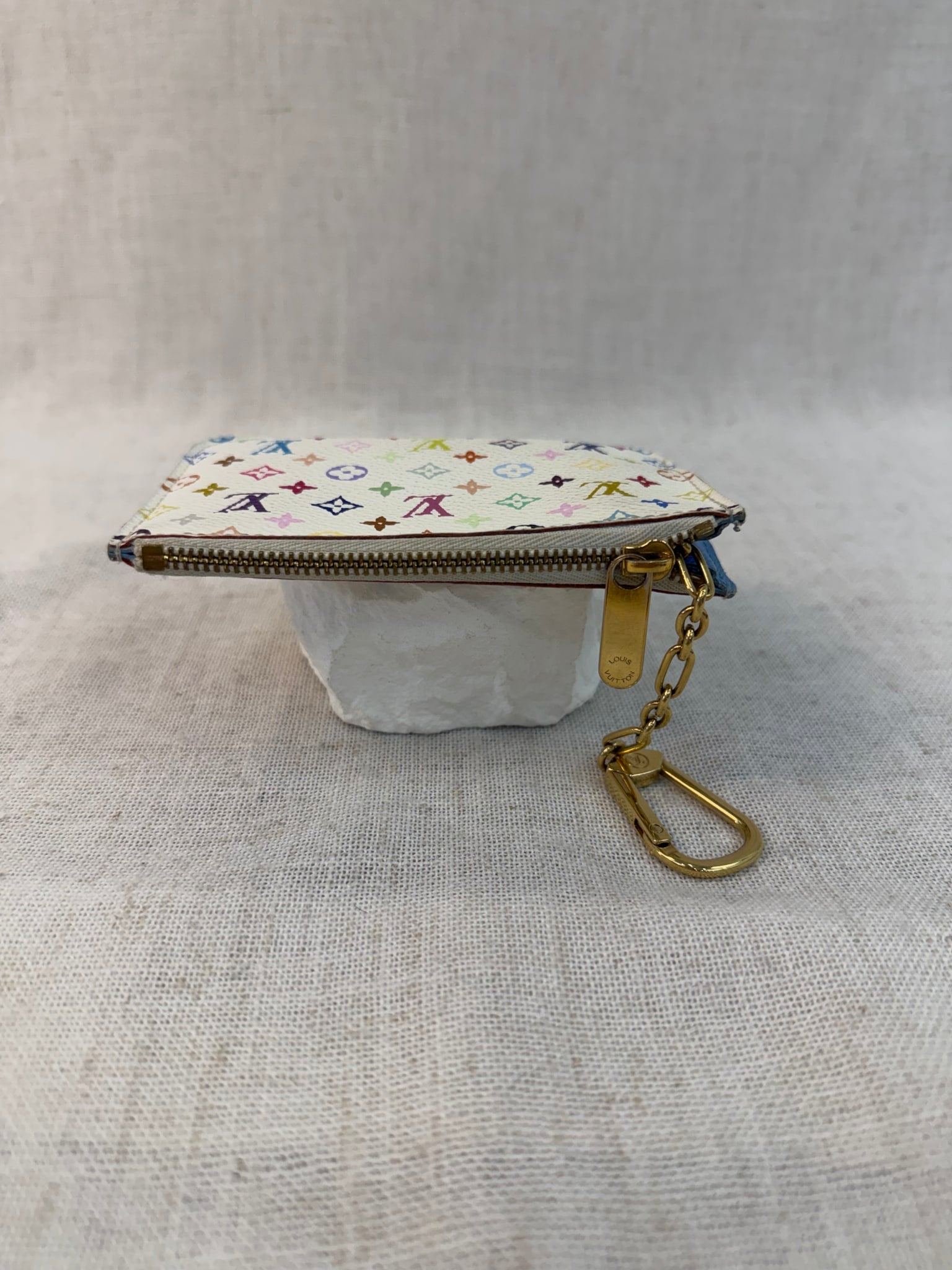 Louis Vuitton White Multicolor Pochette Cles Coin Pouch