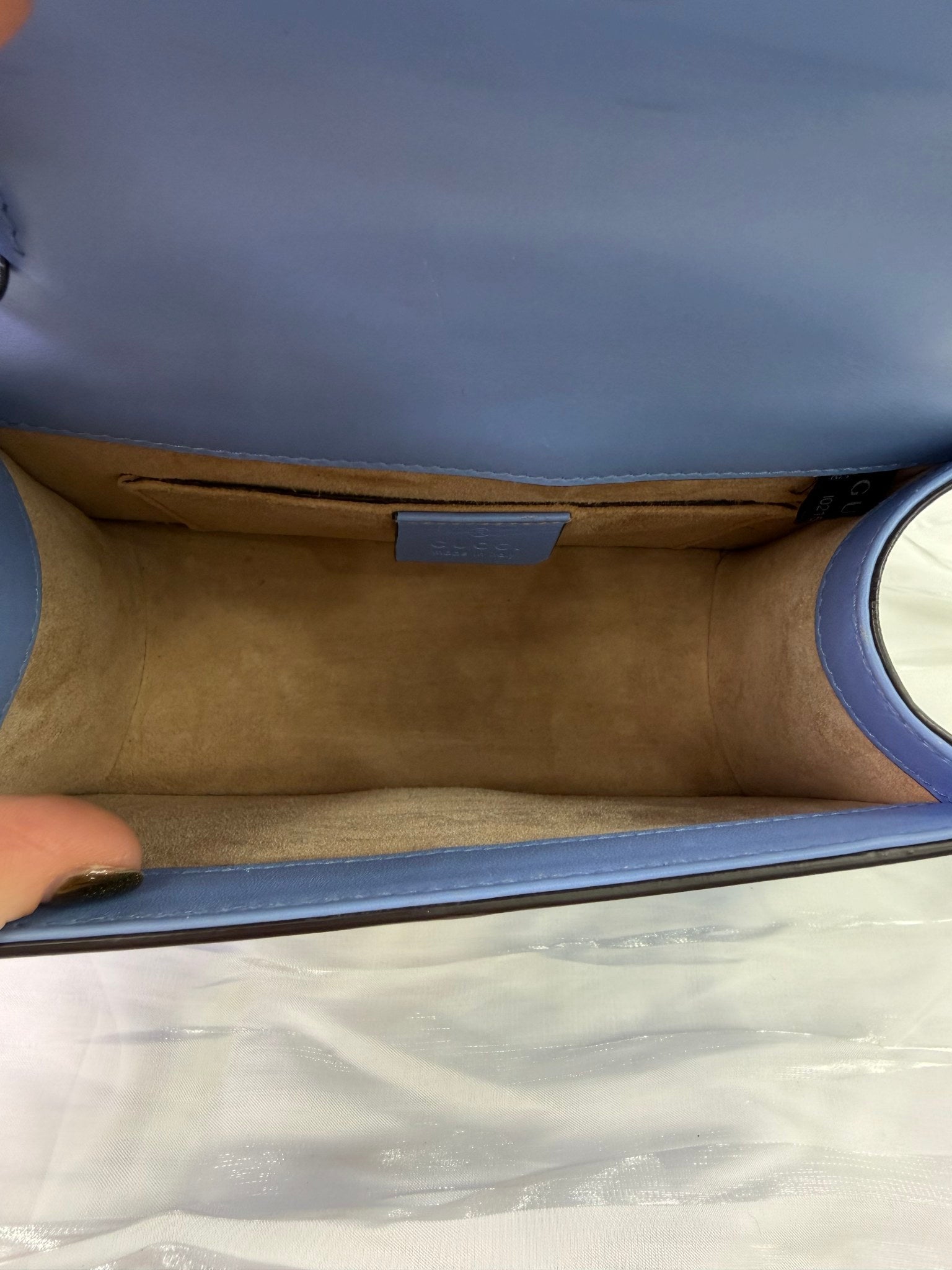 Gucci Blue Leather Sylvie Mini Top Handle Bag