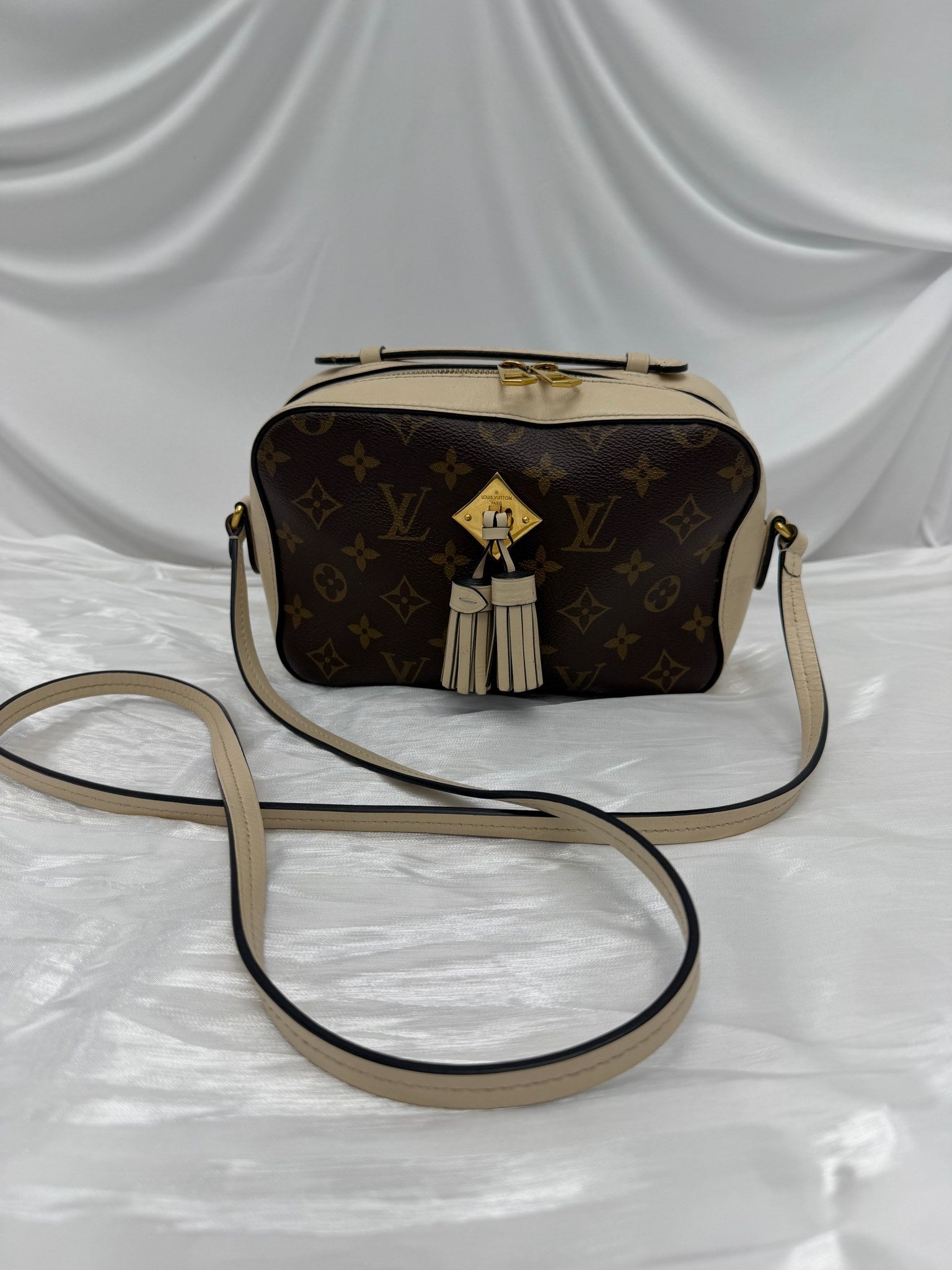 Louis Vuitton Monogram & Cream Leather Saintonge Crossbody