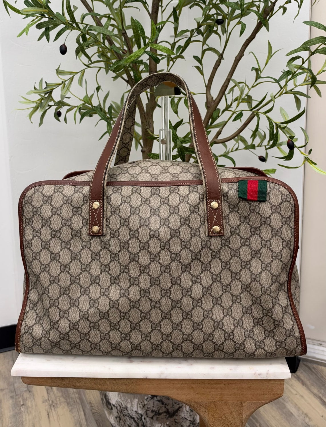 Gucci GG Supreme Canvas Sherry Line Duffle Bag
