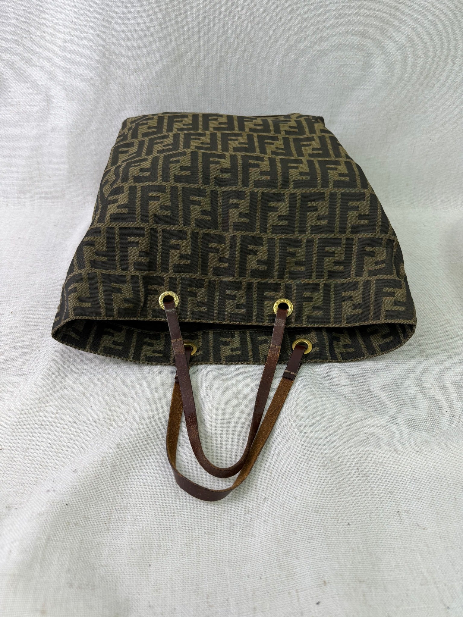 Fendi Brown Canvas Zucca Print Tote Bag