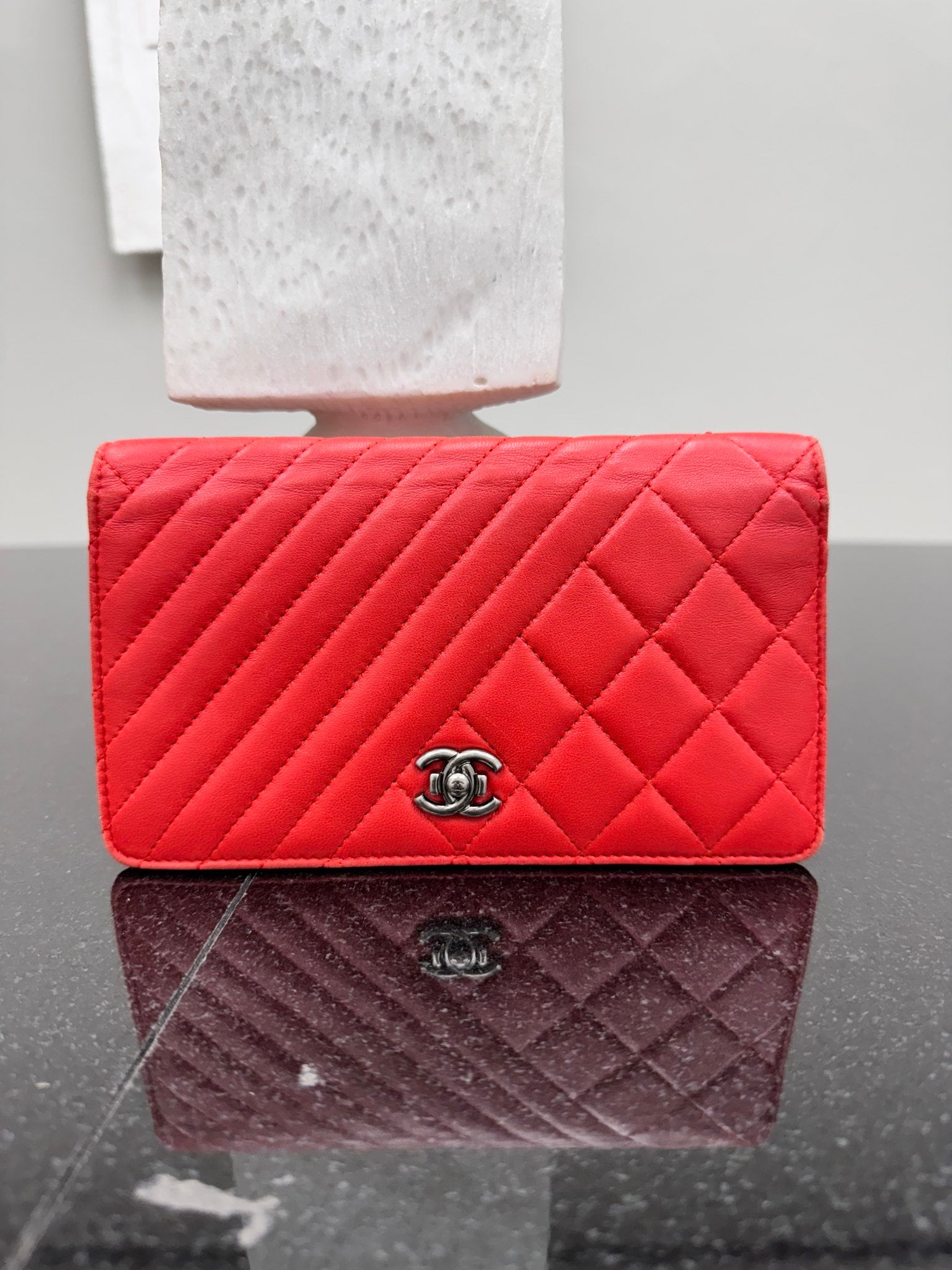 Chanel Red Quilted Leather Long Flap Wallet