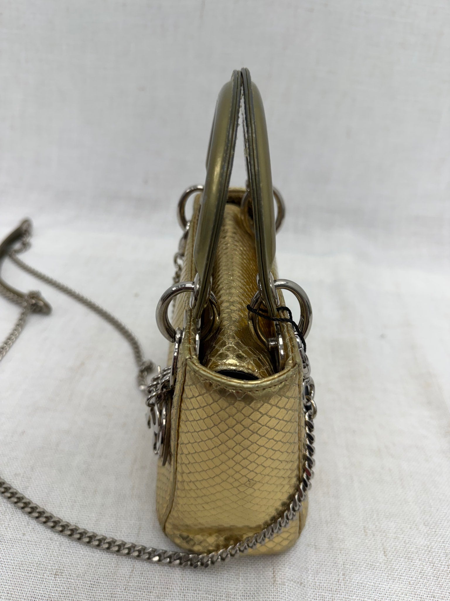 Christian Dior Gold ExtoicSnakeskin Mini Lady Dior