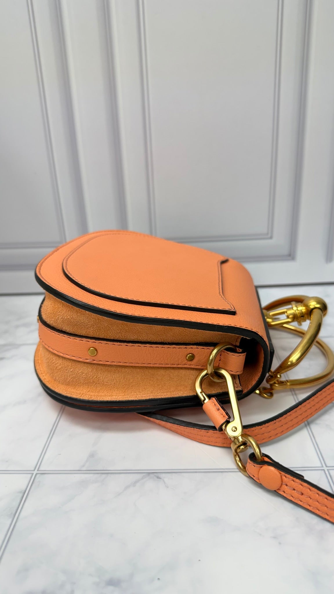LIKE NEW - Chloe Coral Leather Small Nile Bracelet Bag