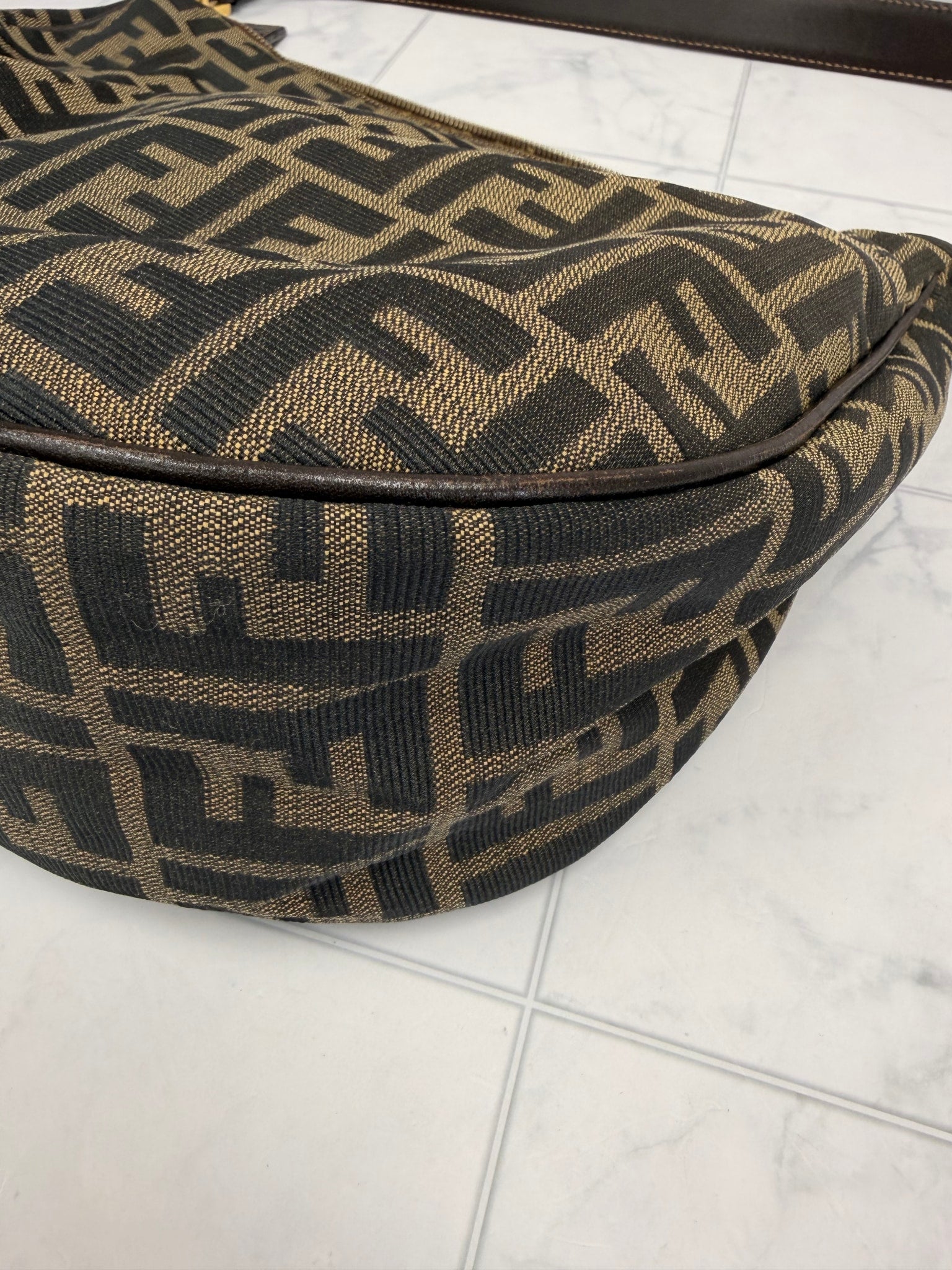 Fendi Brown Zucca Canvas Shoulder Bag