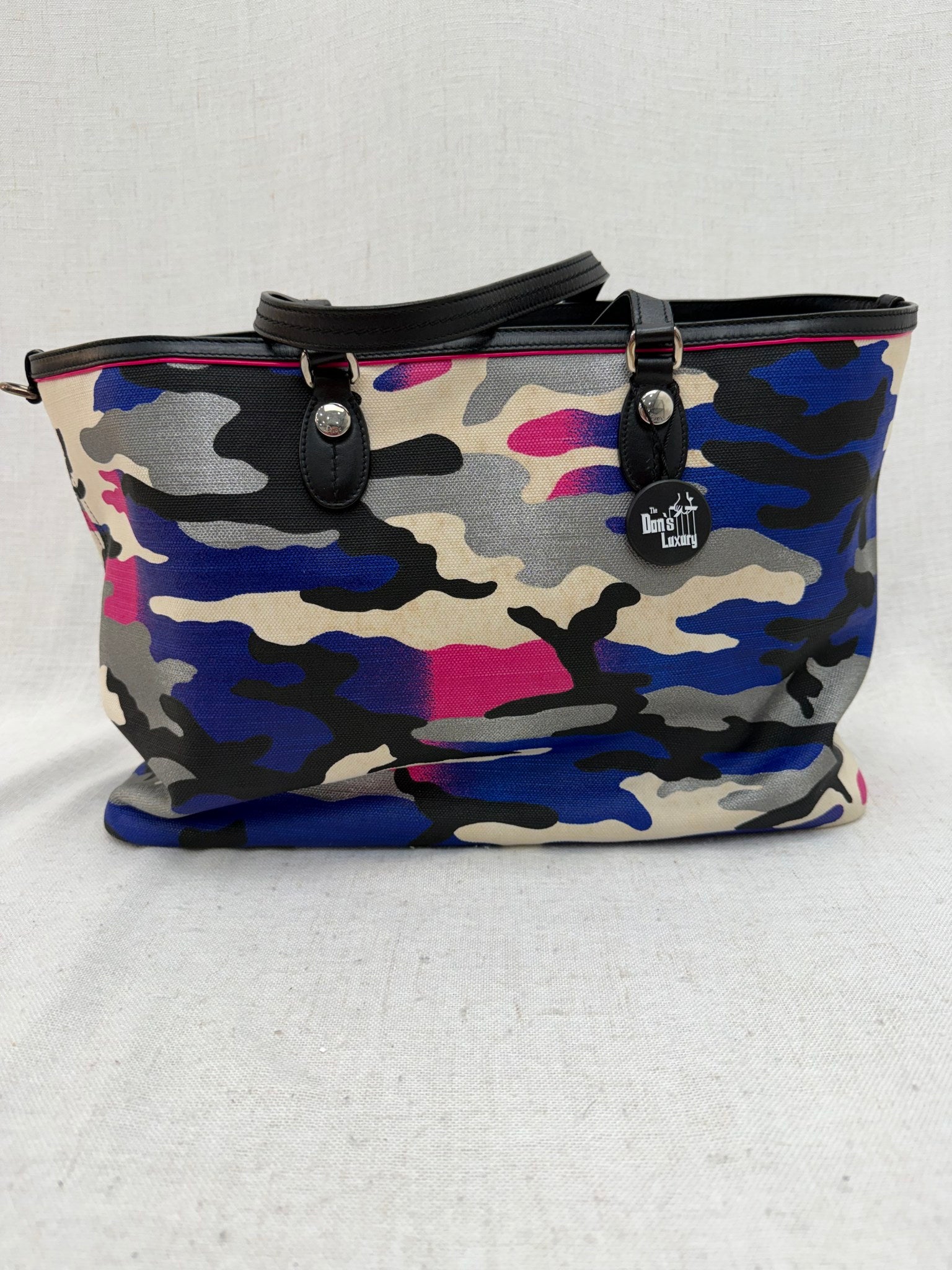 Christian Dior x Anselm Reyle Limited Edition Multicolor Camo Canvas Medium Open Tote Bag