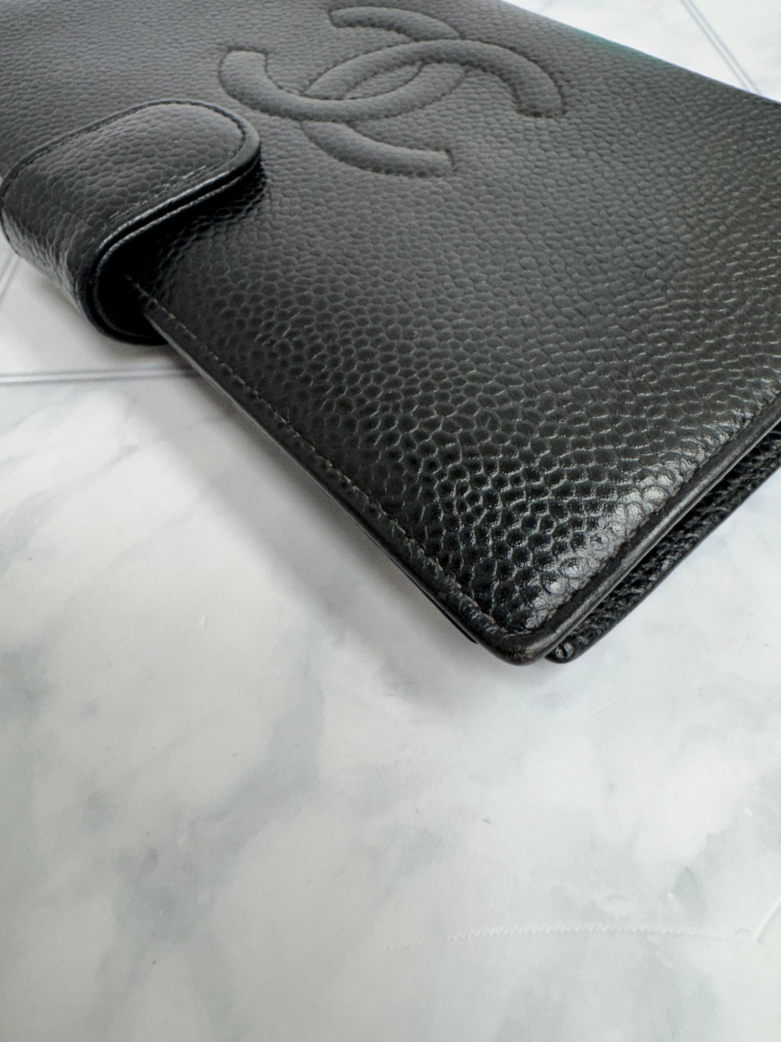 Chanel Black Caviar Leather Long Wallet